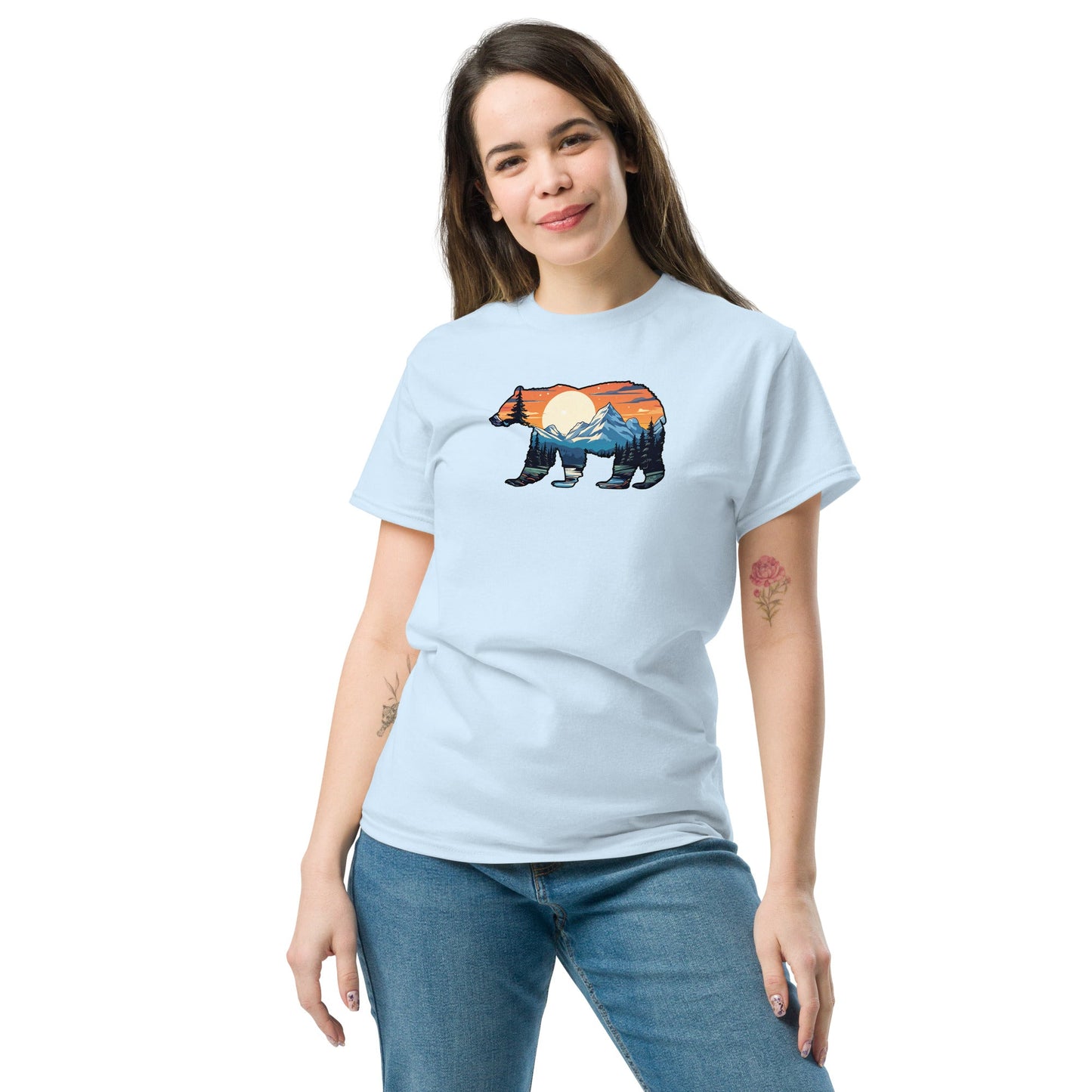 Sunset Over Mountains Bear Women's (Unisex) Classic Tee - Women's Shirts - Discovery Co.
