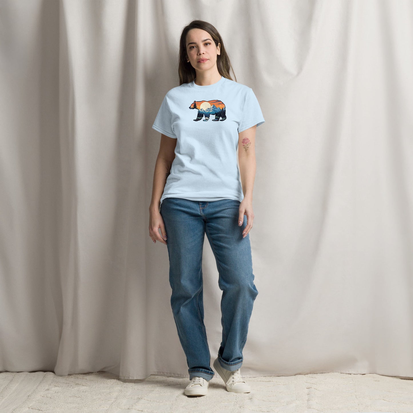 Sunset Over Mountains Bear Women's (Unisex) Classic Tee - Women's Shirts - Discovery Co.