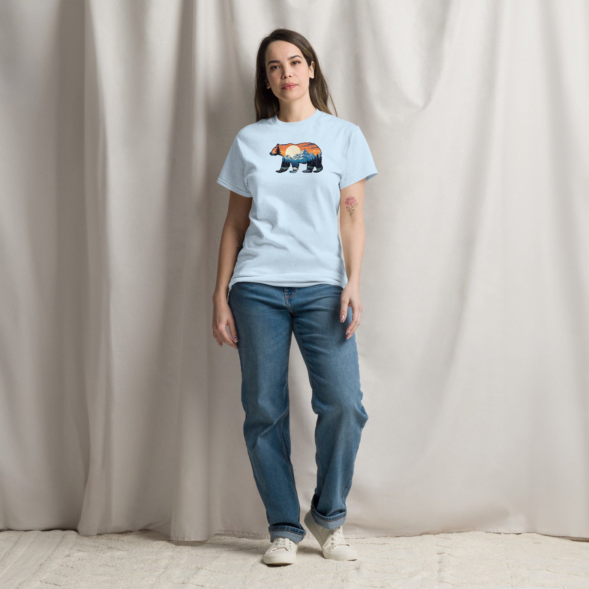 Sunset Over Mountains Bear Women's (Unisex) Classic Tee - Women's Shirts - Discovery Co.