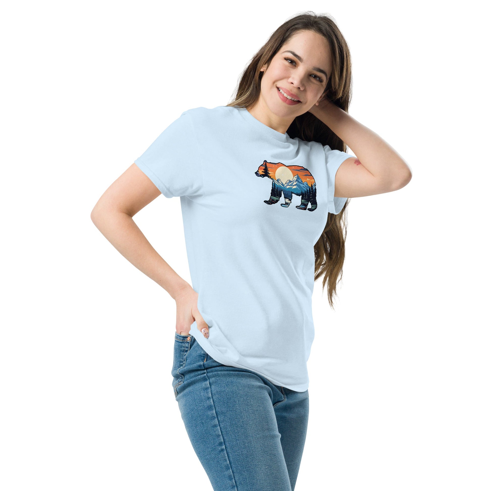 Sunset Over Mountains Bear Women's (Unisex) Classic Tee - Women's Shirts - Discovery Co.