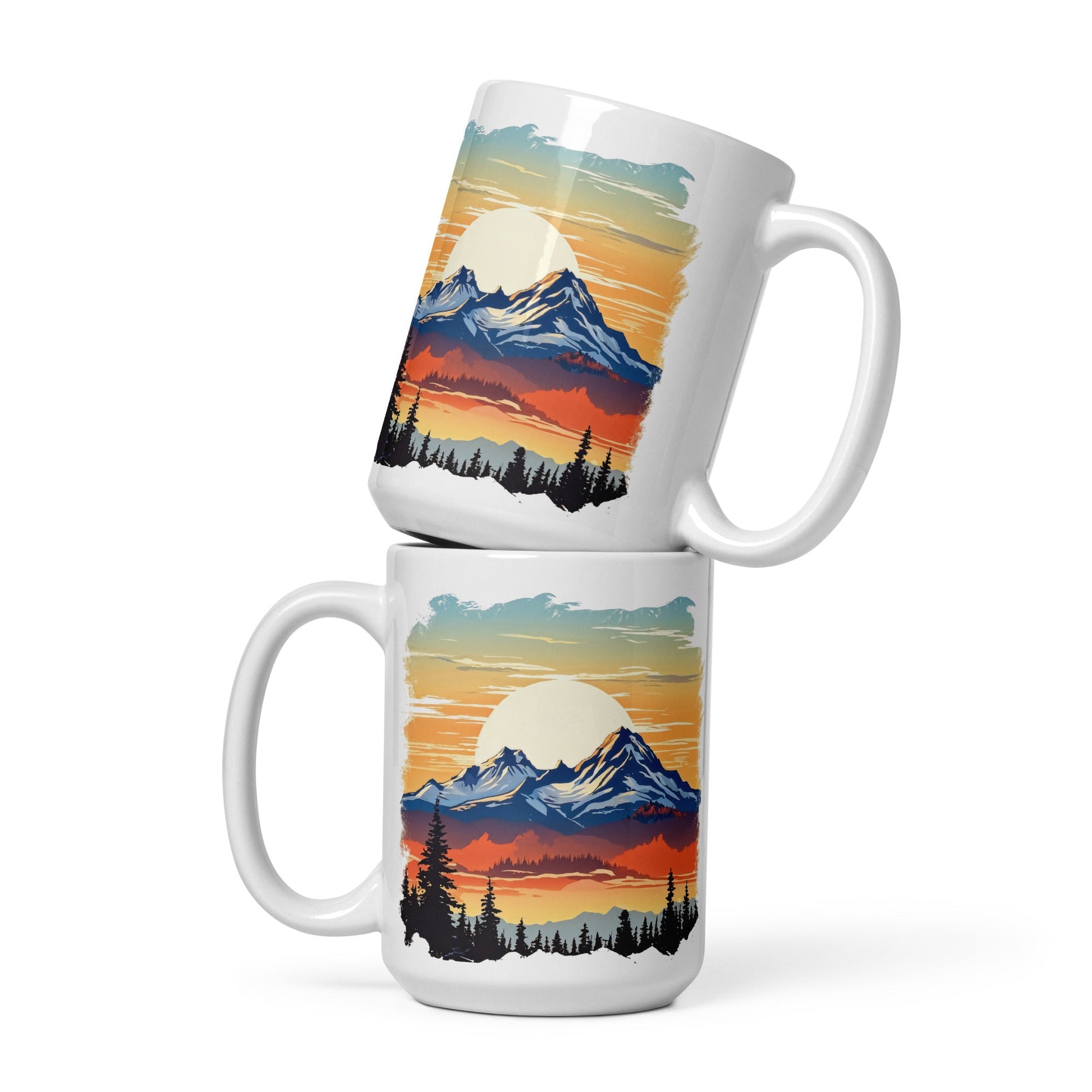 Sunset Over Mountains White Glossy Mug (11 oz, 15 oz, 20 oz) - Mugs - Discovery Co.