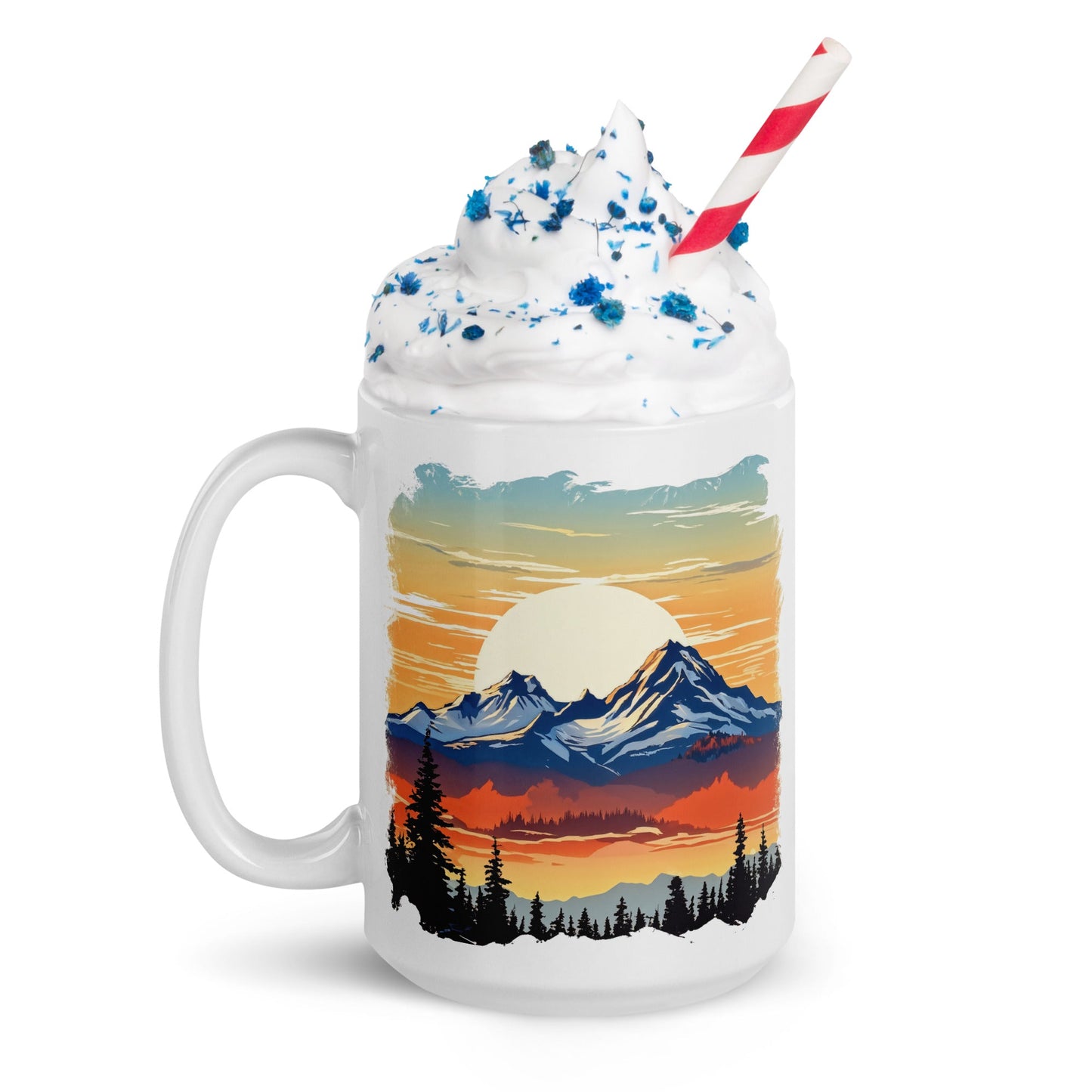 Sunset Over Mountains White Glossy Mug (11 oz, 15 oz, 20 oz) - Mugs - Discovery Co.