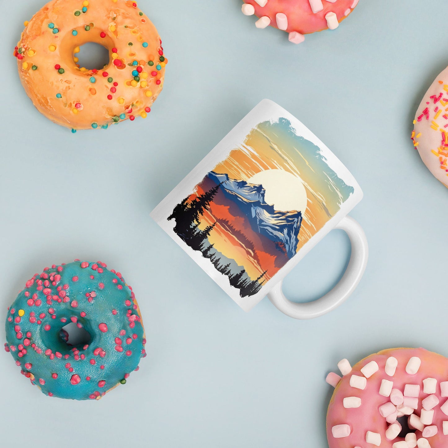 Sunset Over Mountains White Glossy Mug (11 oz, 15 oz, 20 oz) - Mugs - Discovery Co.