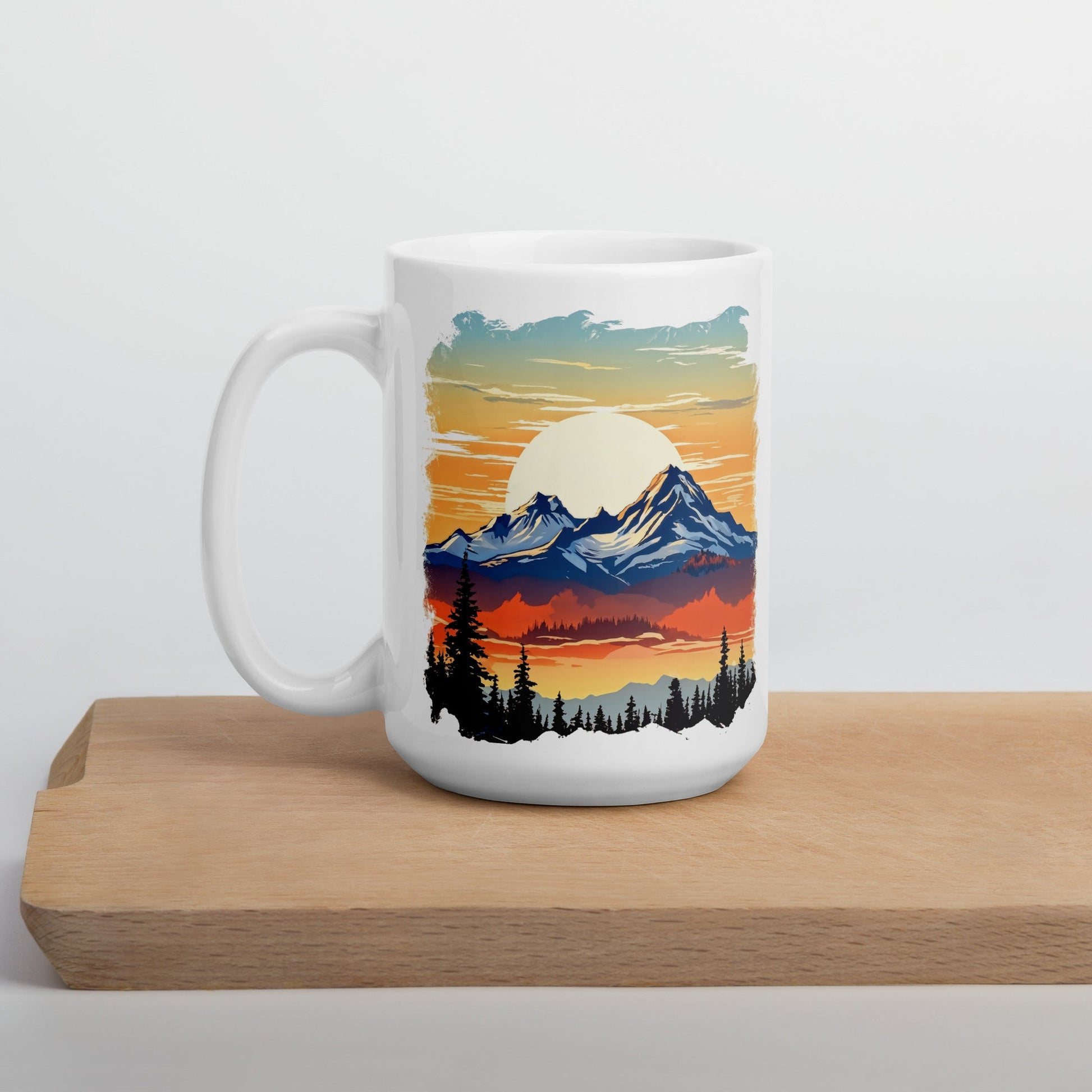 Sunset Over Mountains White Glossy Mug (11 oz, 15 oz, 20 oz) - Mugs - Discovery Co.