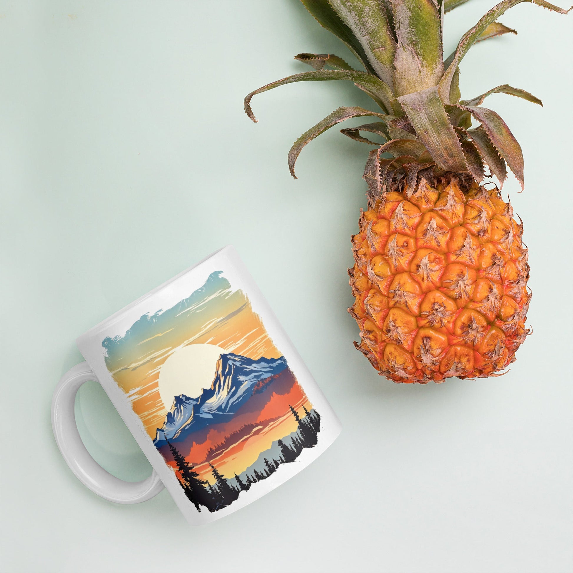 Sunset Over Mountains White Glossy Mug (11 oz, 15 oz, 20 oz) - Mugs - Discovery Co.