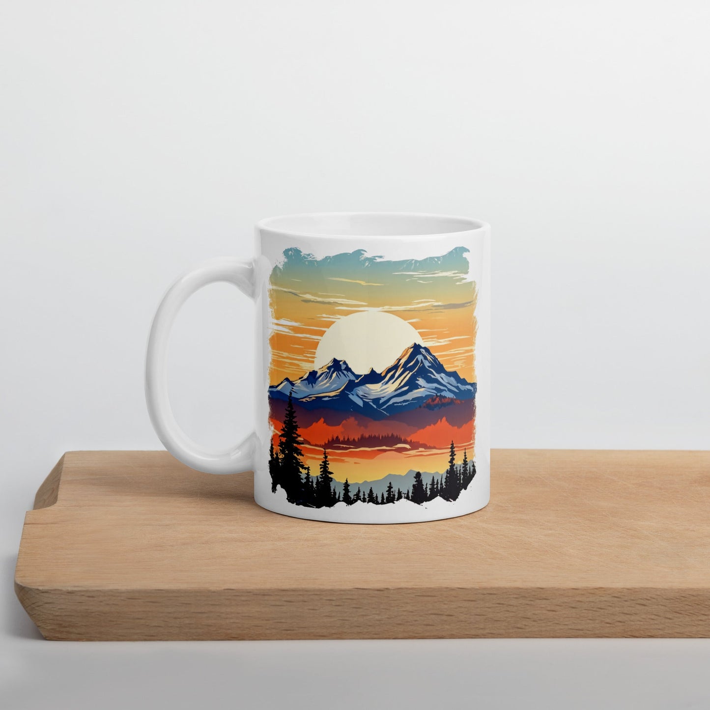 Sunset Over Mountains White Glossy Mug (11 oz, 15 oz, 20 oz) - Mugs - Discovery Co.