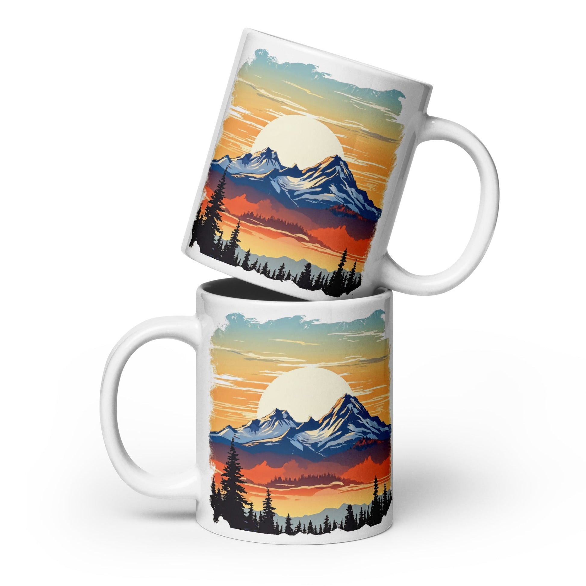 Sunset Over Mountains White Glossy Mug (11 oz, 15 oz, 20 oz) - Mugs - Discovery Co.