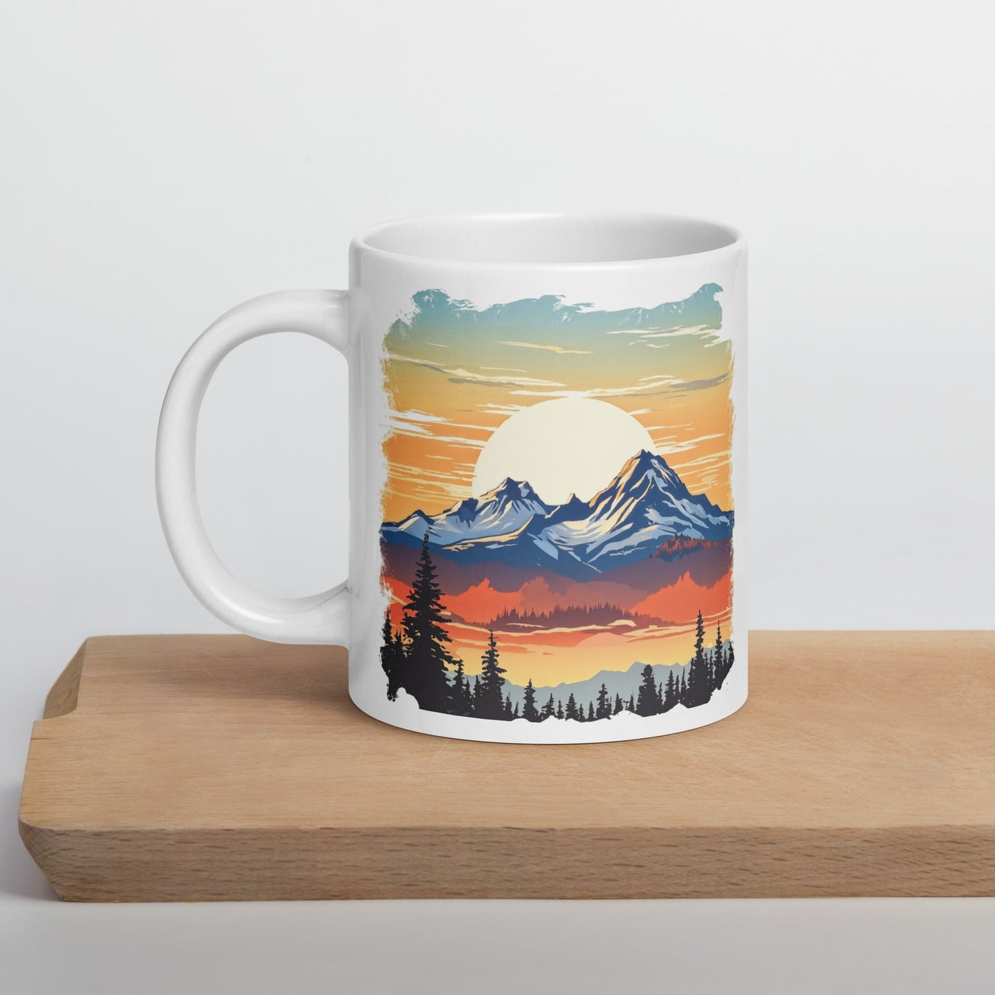 Sunset Over Mountains White Glossy Mug (11 oz, 15 oz, 20 oz) - Mugs - Discovery Co.