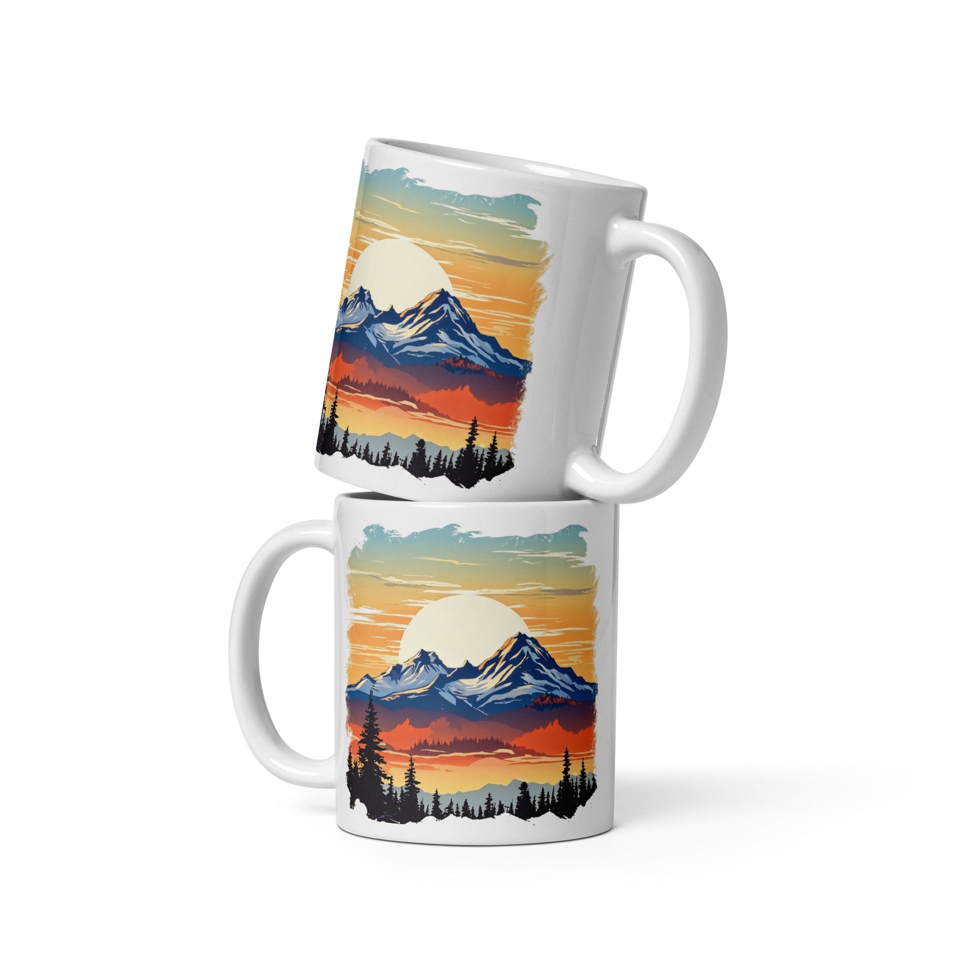 Sunset Over Mountains White Glossy Mug (11 oz, 15 oz, 20 oz) - Mugs - Discovery Co.