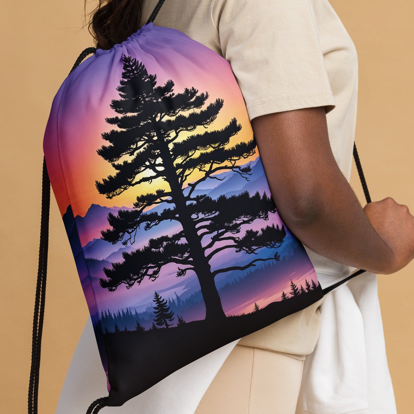 Sunset Tree Drawstring Bag - Drawstring Bag - Discovery Co.