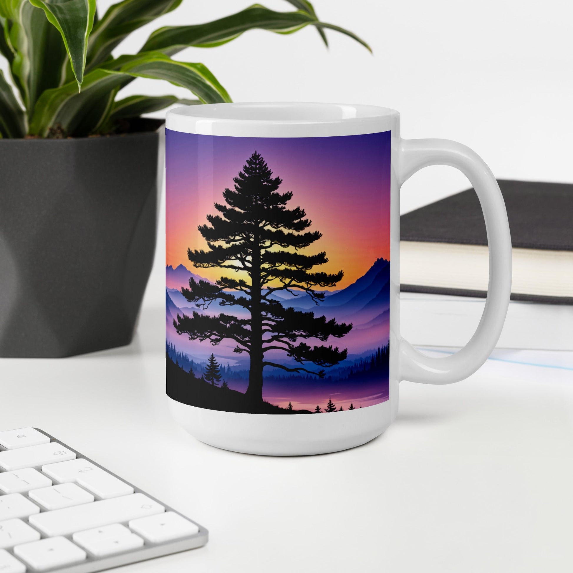 Sunset Tree White Glossy Mug (11 oz, 15 oz, 20 oz) - Mugs - Discovery Co.