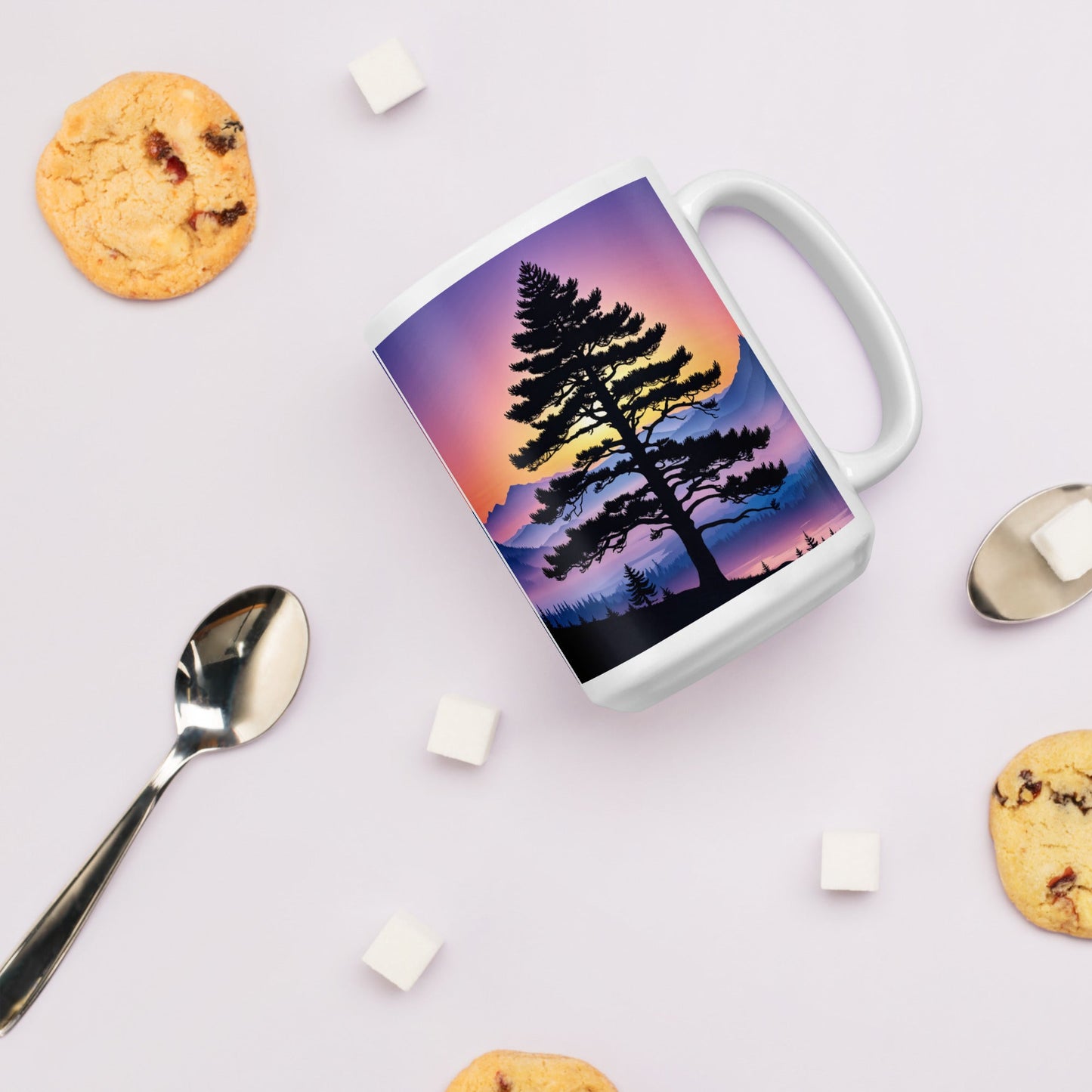 Sunset Tree White Glossy Mug (11 oz, 15 oz, 20 oz) - Mugs - Discovery Co.