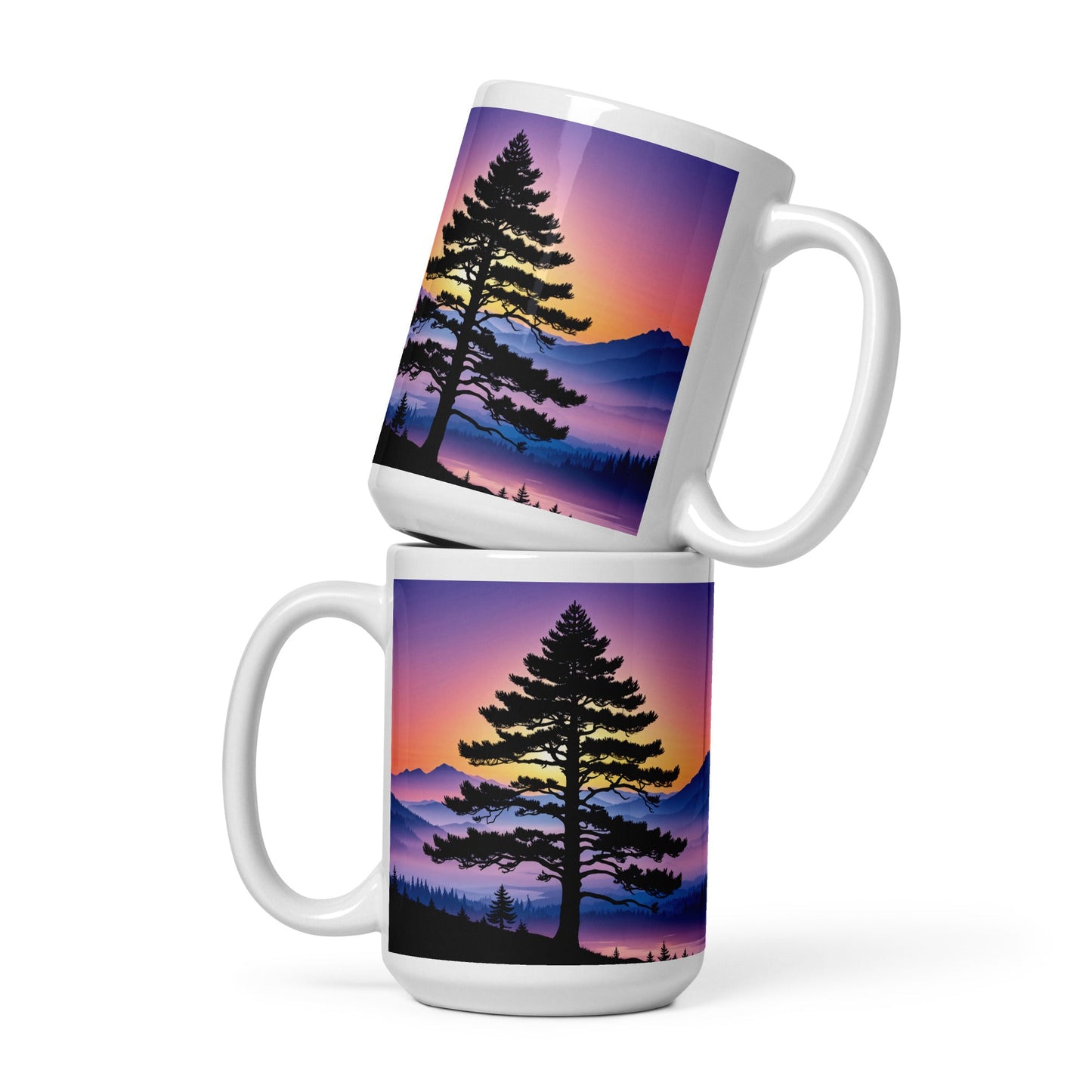 Sunset Tree White Glossy Mug (11 oz, 15 oz, 20 oz) - Mugs - Discovery Co.