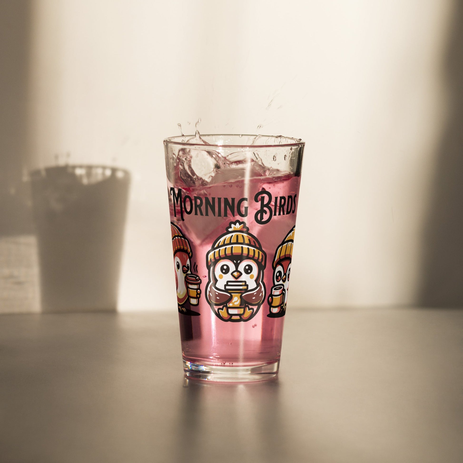 Tan Morning Birds Pint Glass - Beer Glass - Discovery Co.