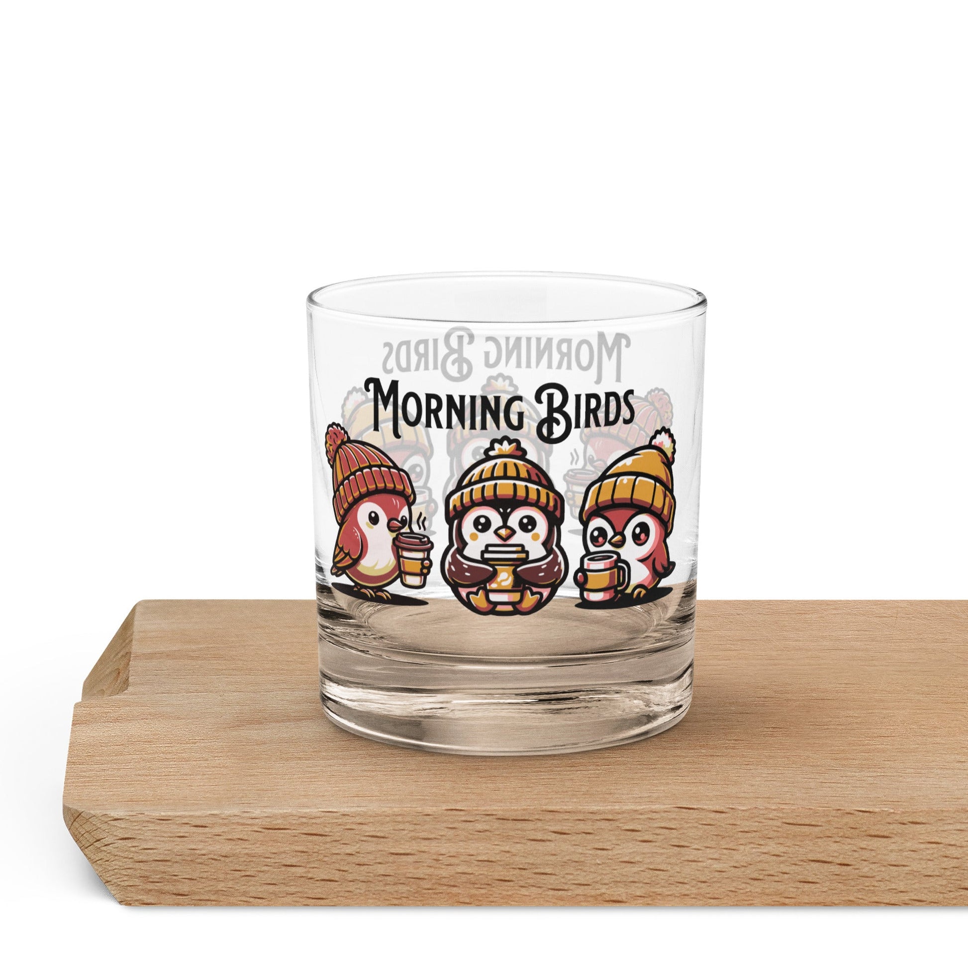 Tan Morning Birds Rocks Glass - Rocks Glass - Discovery Co.