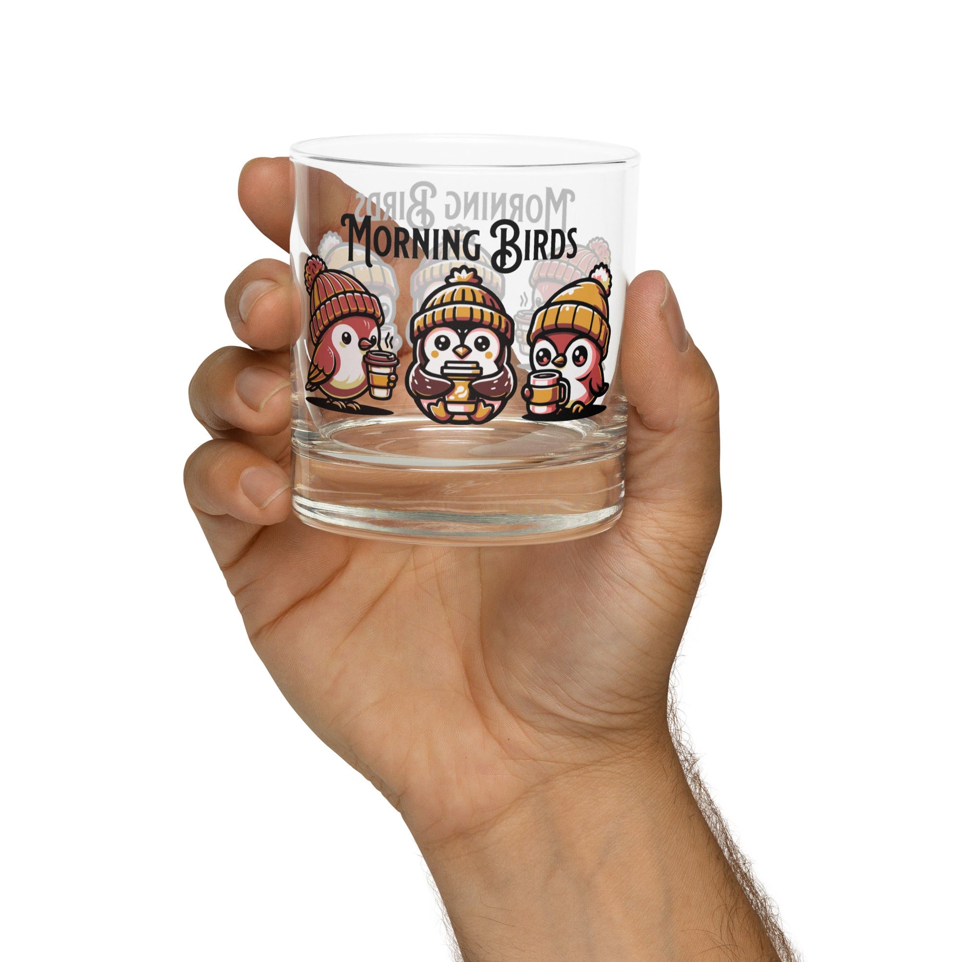 Tan Morning Birds Rocks Glass - Rocks Glass - Discovery Co.