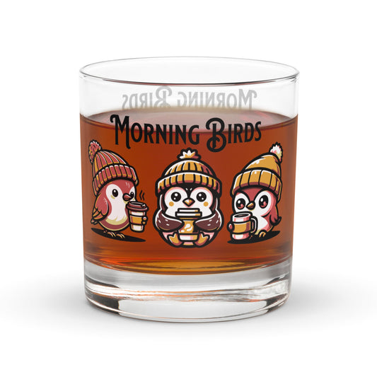 Tan Morning Birds Rocks Glass - Rocks Glass - Discovery Co.