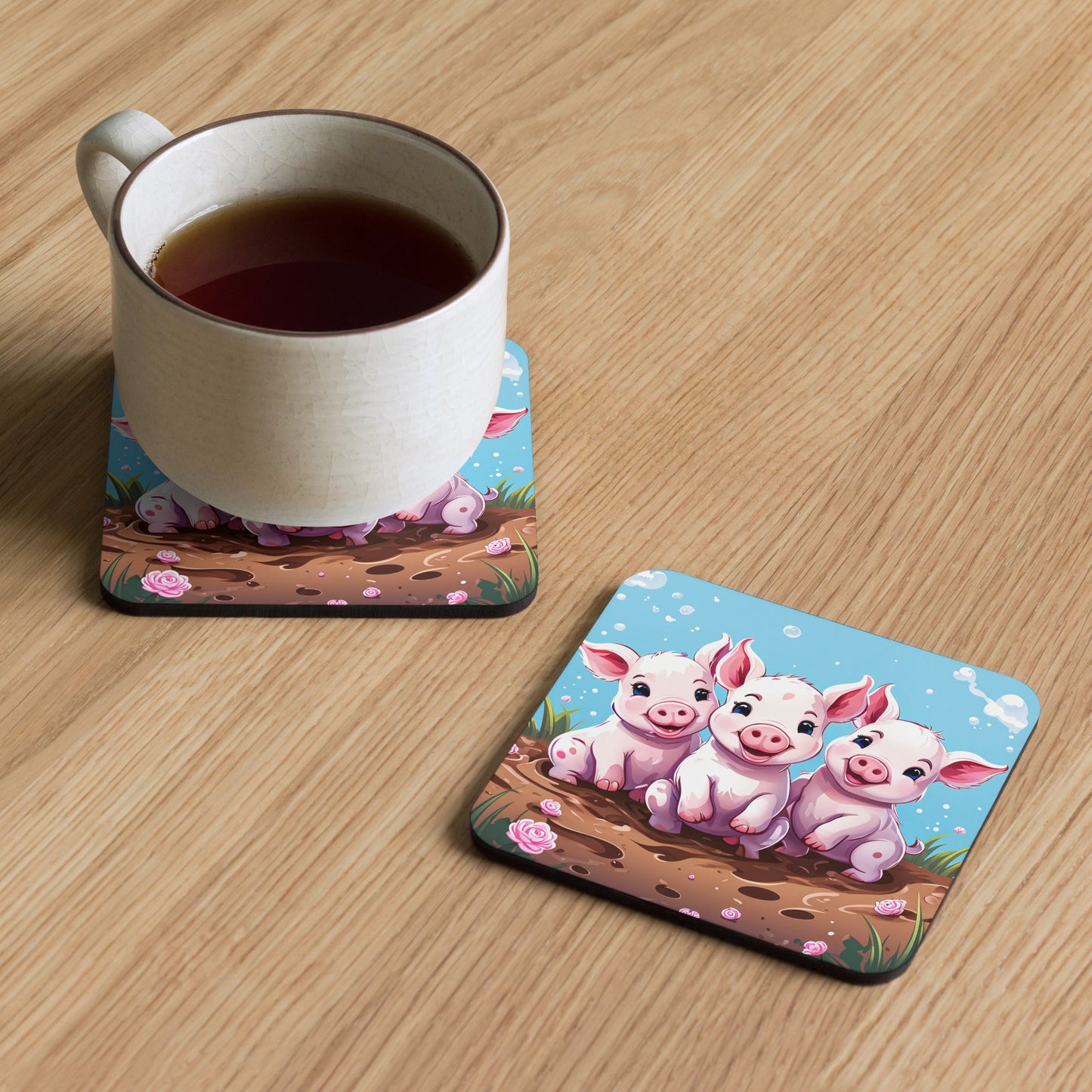 Three Little Pigs Cork-back Coaster - Coasters - Discovery Co.