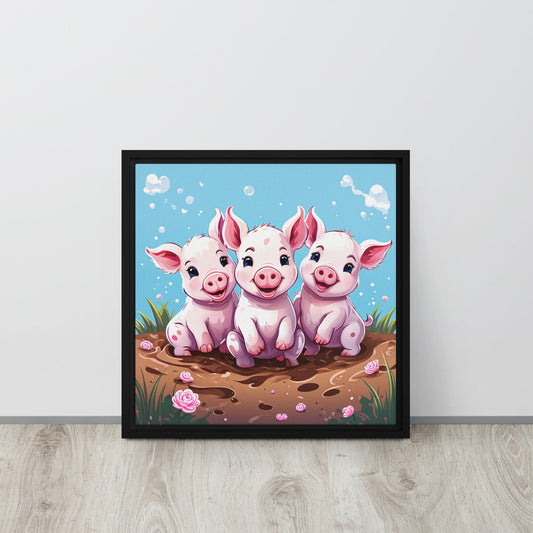 Three Little Pigs Framed Canvas - Canvas Prints - Discovery Co.