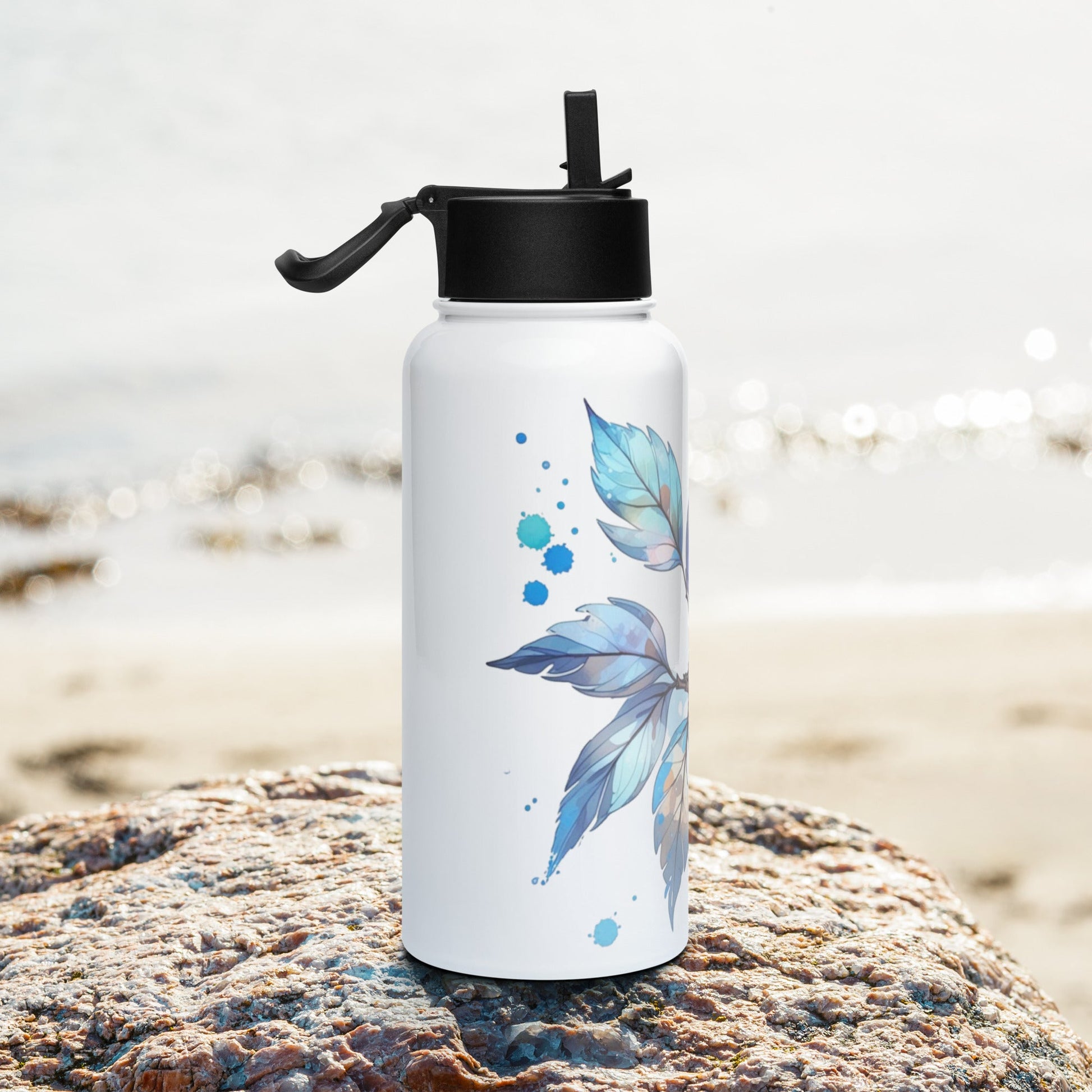 Tree Branch Watercolor Art Stainless Steel Water Bottle With Straw Lid - Stainless Steel Water Bottle With Straw Lid - Discovery Co.