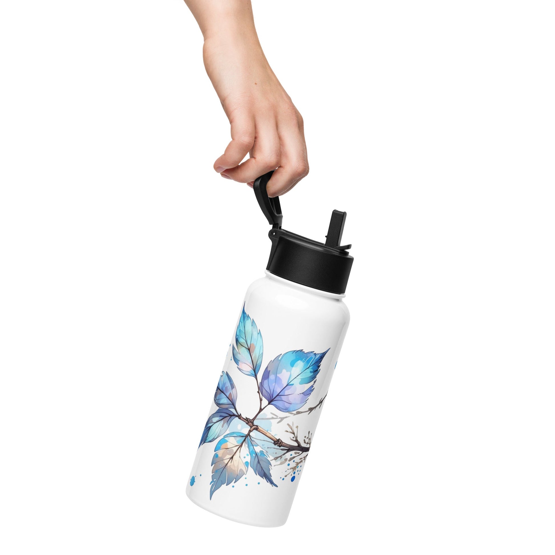 Tree Branch Watercolor Art Stainless Steel Water Bottle With Straw Lid - Stainless Steel Water Bottle With Straw Lid - Discovery Co.