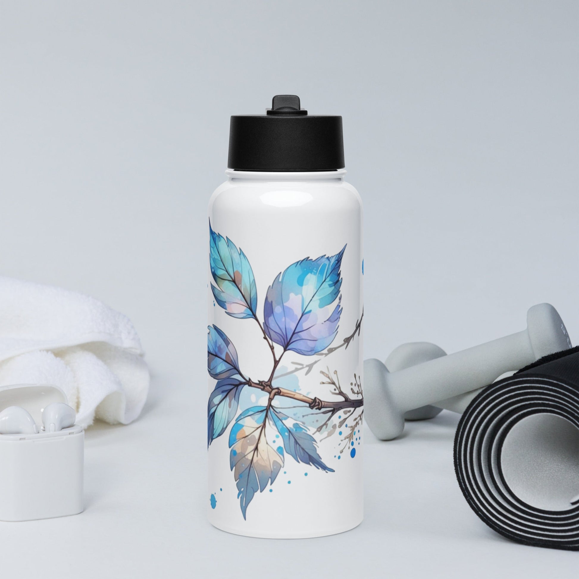 Tree Branch Watercolor Art Stainless Steel Water Bottle With Straw Lid - Stainless Steel Water Bottle With Straw Lid - Discovery Co.