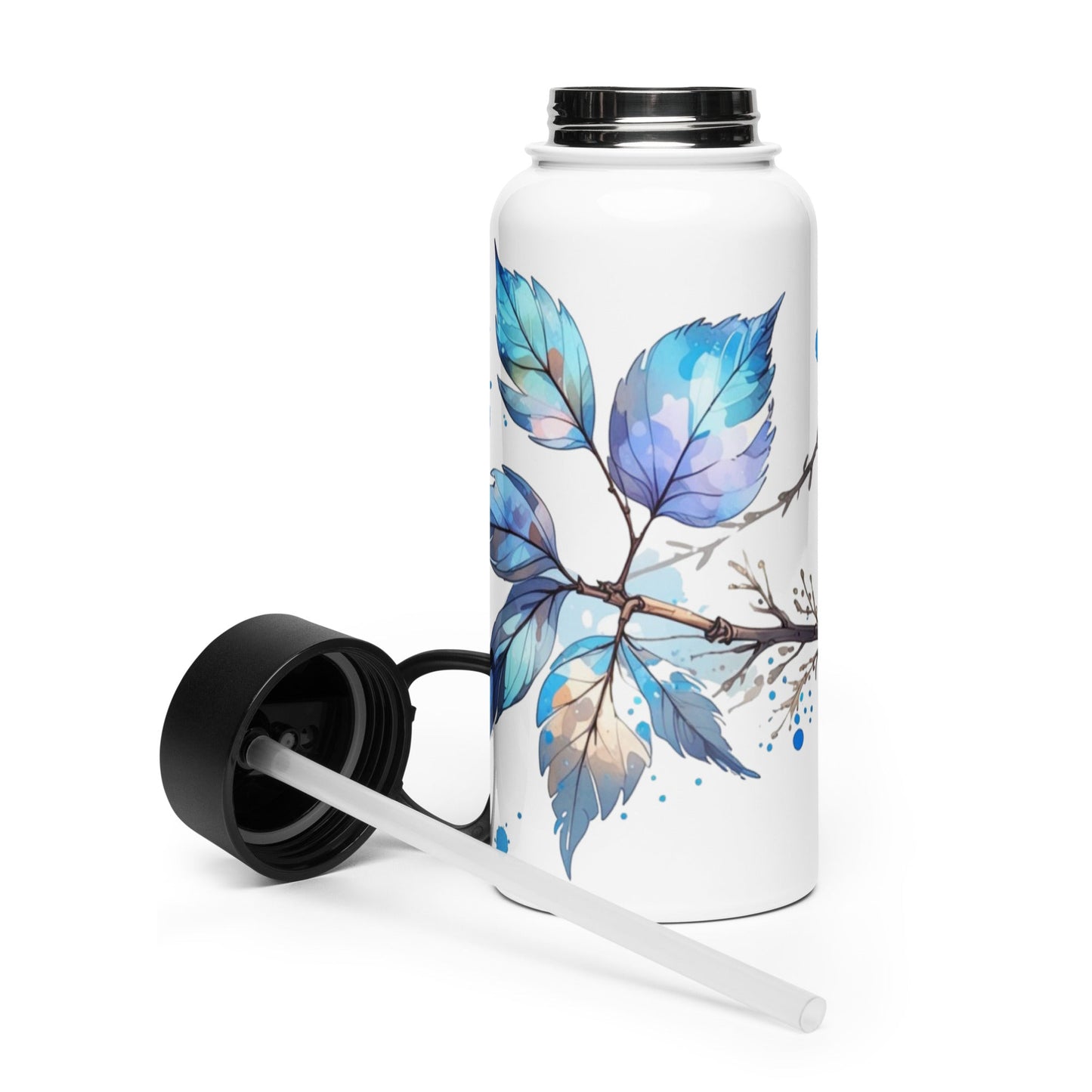 Tree Branch Watercolor Art Stainless Steel Water Bottle With Straw Lid - Stainless Steel Water Bottle With Straw Lid - Discovery Co.