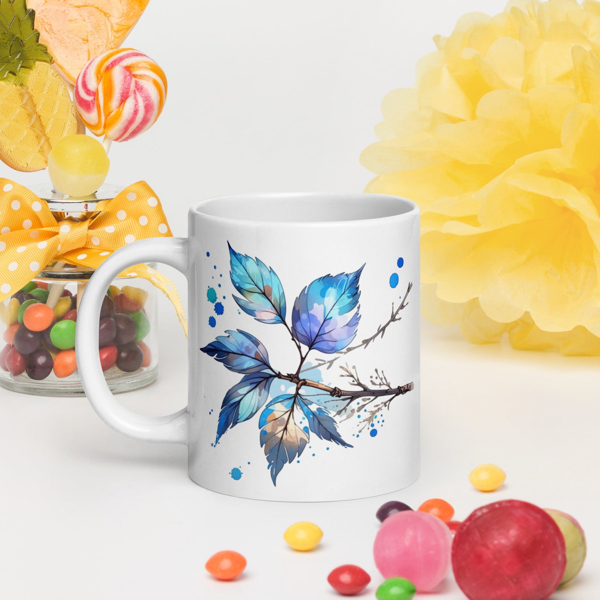 Tree Branch Watercolor Art White Glossy Mug (11 oz, 15 oz, 20 oz) - Mugs - Discovery Co.