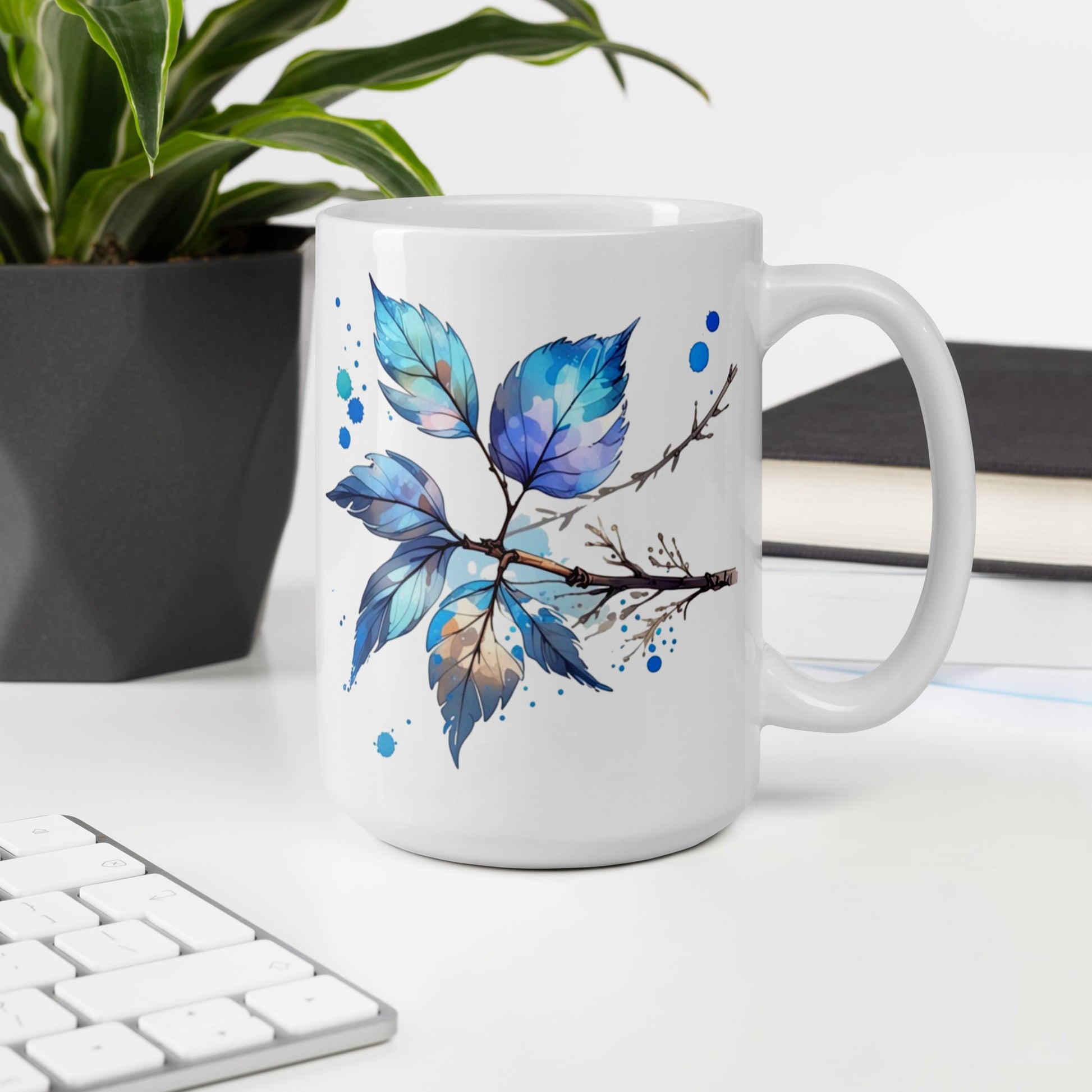 Tree Branch Watercolor Art White Glossy Mug (11 oz, 15 oz, 20 oz) - Mugs - Discovery Co.
