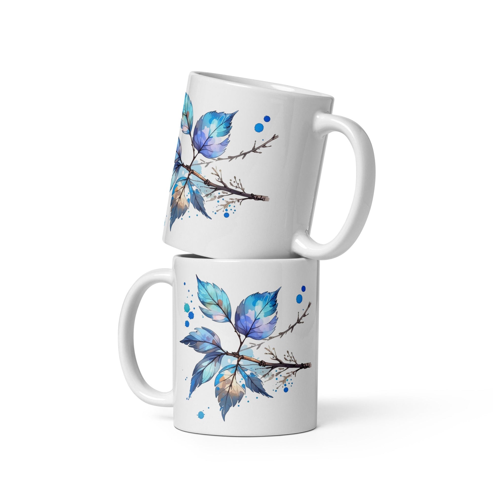Tree Branch Watercolor Art White Glossy Mug (11 oz, 15 oz, 20 oz) - Mugs - Discovery Co.