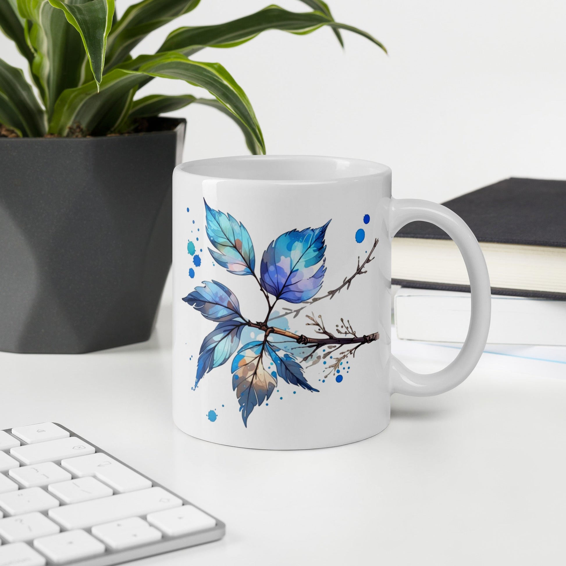 Tree Branch Watercolor Art White Glossy Mug (11 oz, 15 oz, 20 oz) - Mugs - Discovery Co.