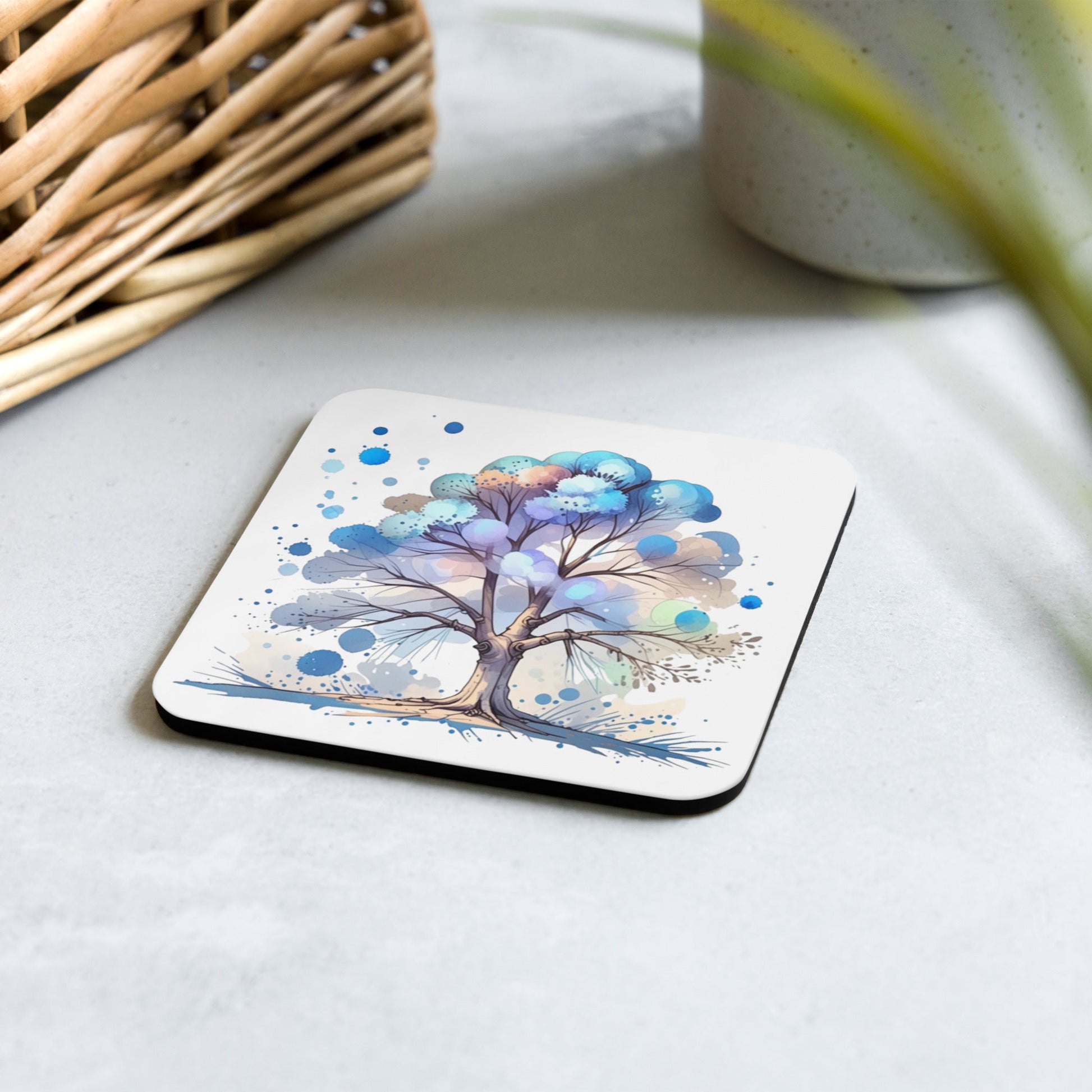 Tree Watercolor Art Cork - Back Coaster - Coasters - Discovery Co.