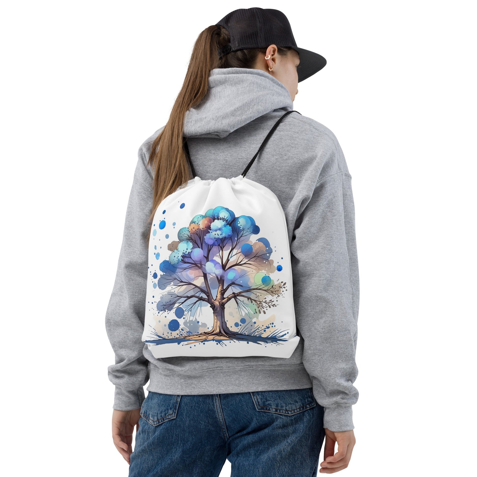 Tree Watercolor Art Drawstring Bag - Drawstring Bag - Discovery Co.
