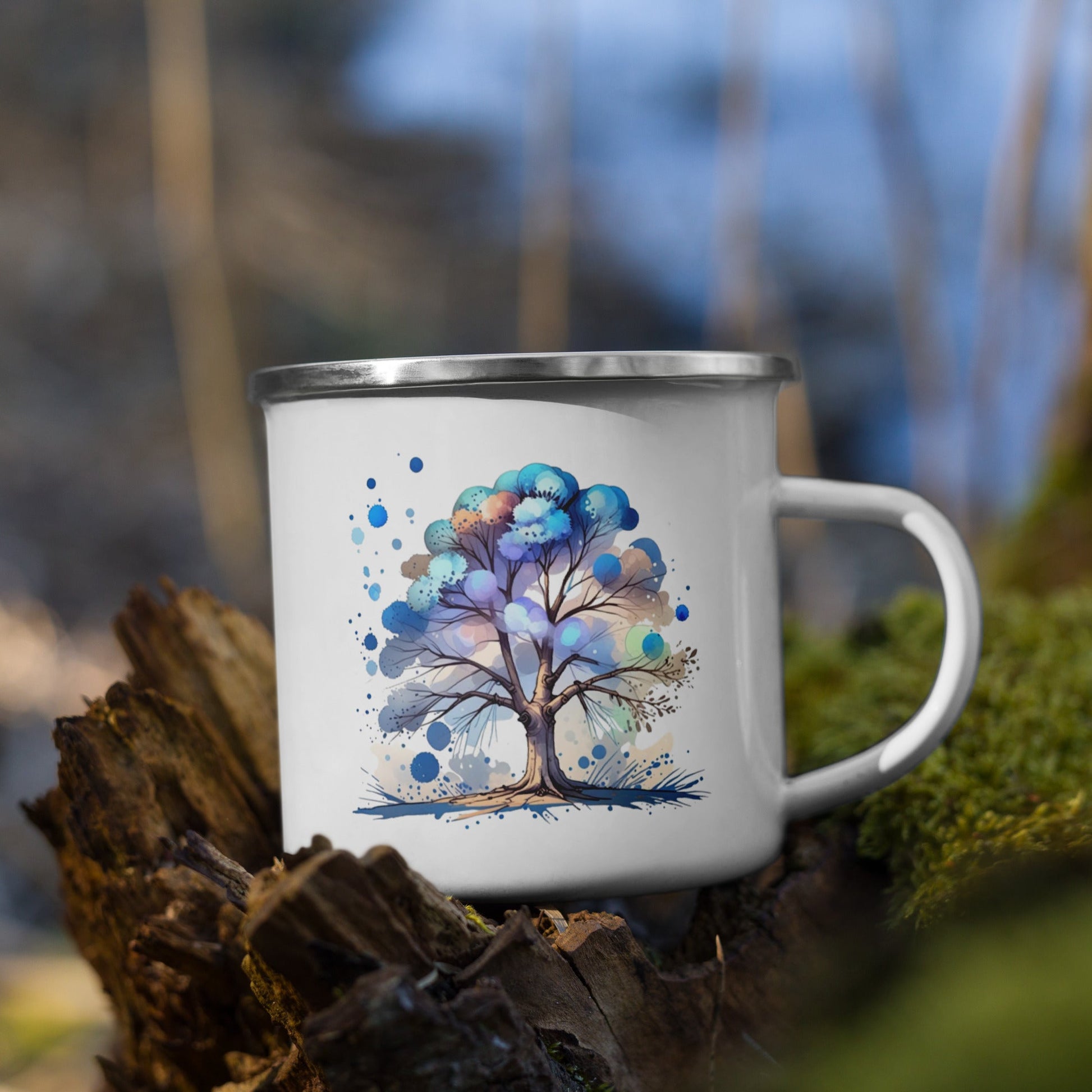 Tree Watercolor Art Enamel Mug - Mugs - Discovery Co.