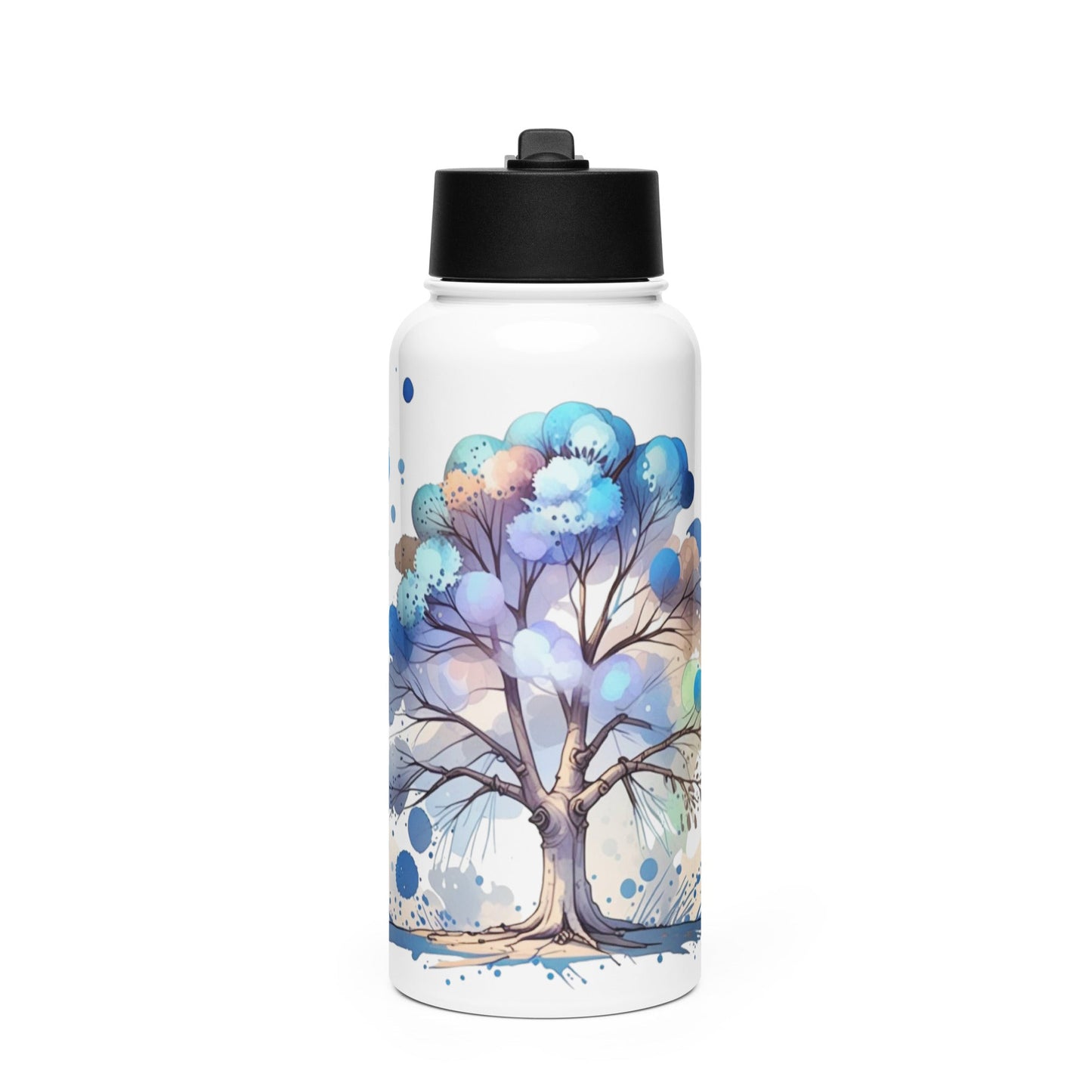 Tree Watercolor Art Stainless Steel Water Bottle With Straw Lid - Stainless Steel Water Bottle With Straw Lid - Discovery Co.