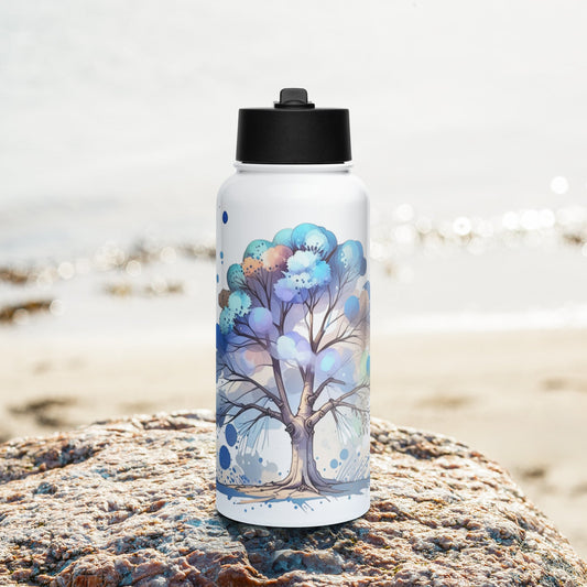 Tree Watercolor Art Stainless Steel Water Bottle With Straw Lid - Stainless Steel Water Bottle With Straw Lid - Discovery Co.