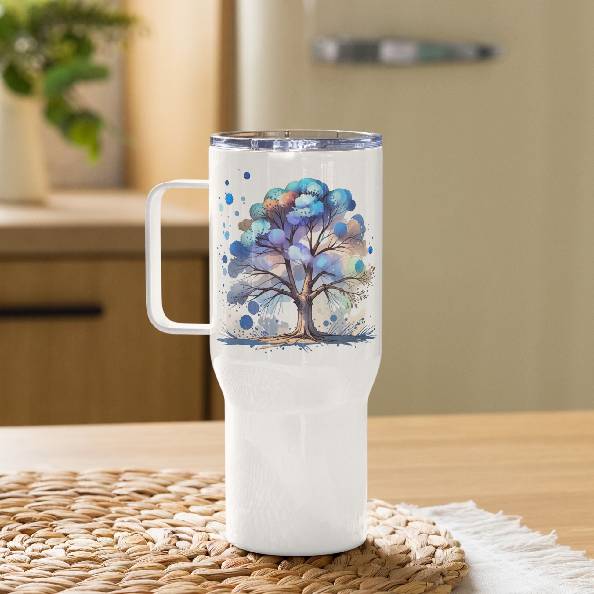 Tree Watercolor Art Travel Mug With Handle (25 oz and 40 oz) - Travel Mug - Discovery Co.
