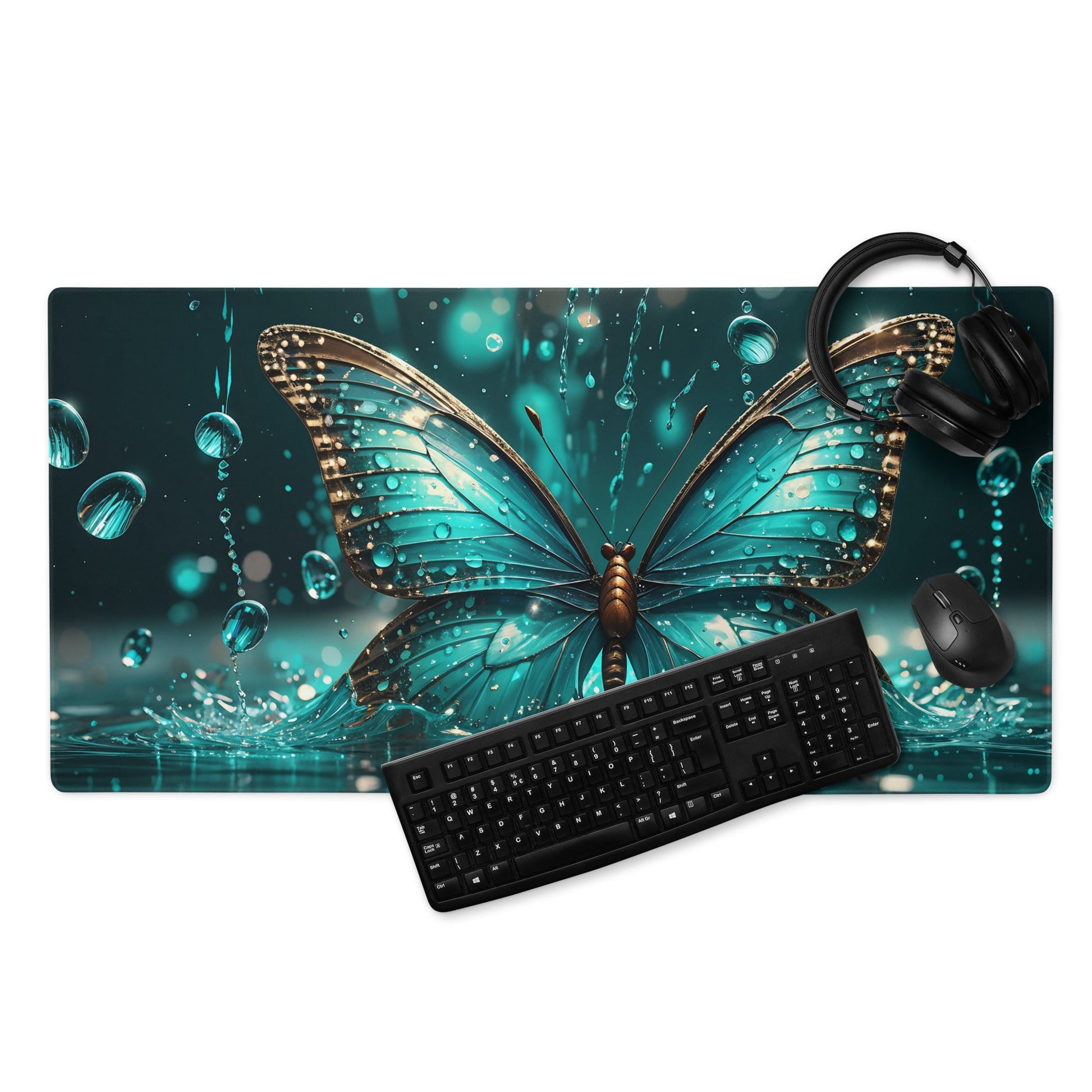 Turquoise Butterfly Gaming Mouse Pad - Mouse Pads - Discovery Co.