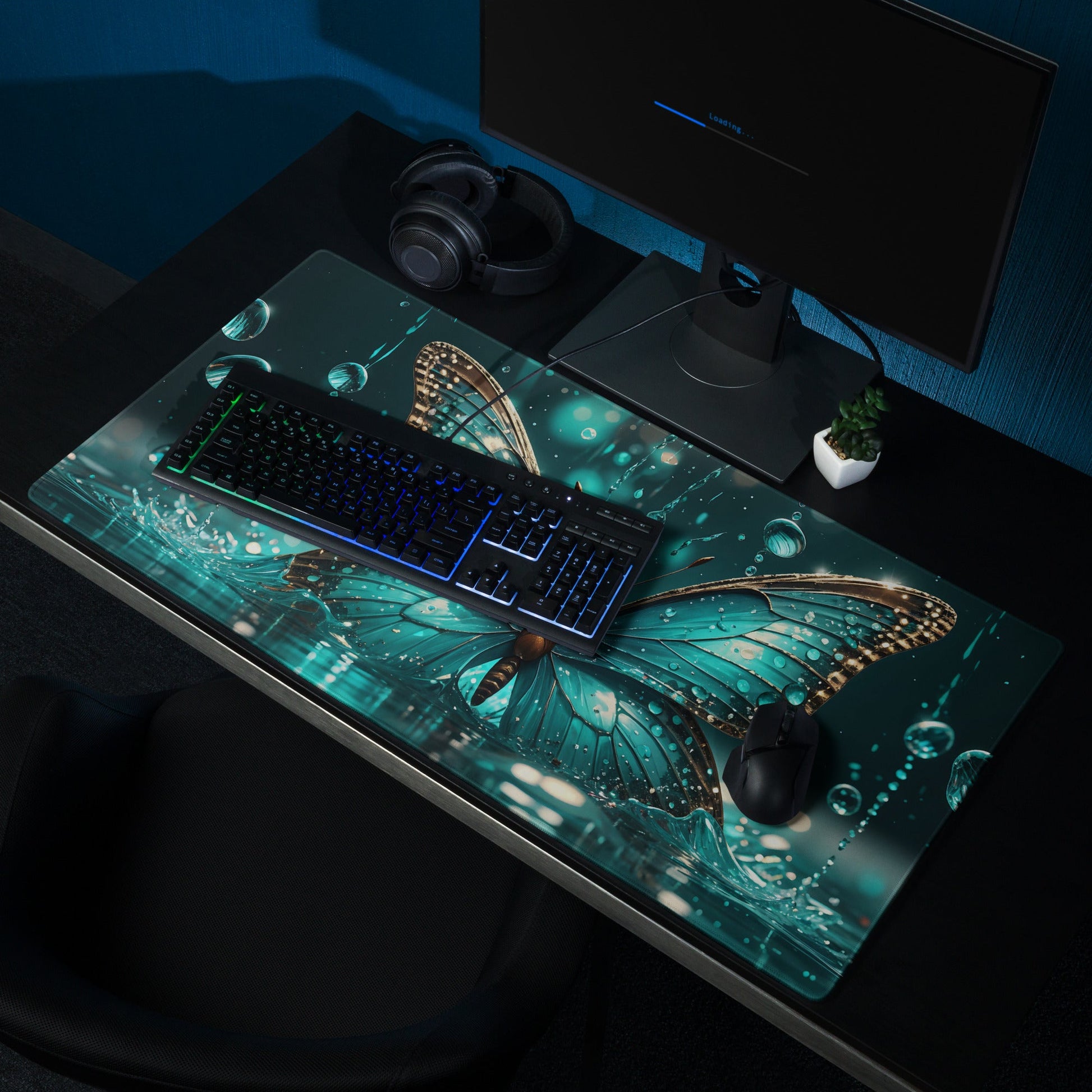 Turquoise Butterfly Gaming Mouse Pad - Mouse Pads - Discovery Co.