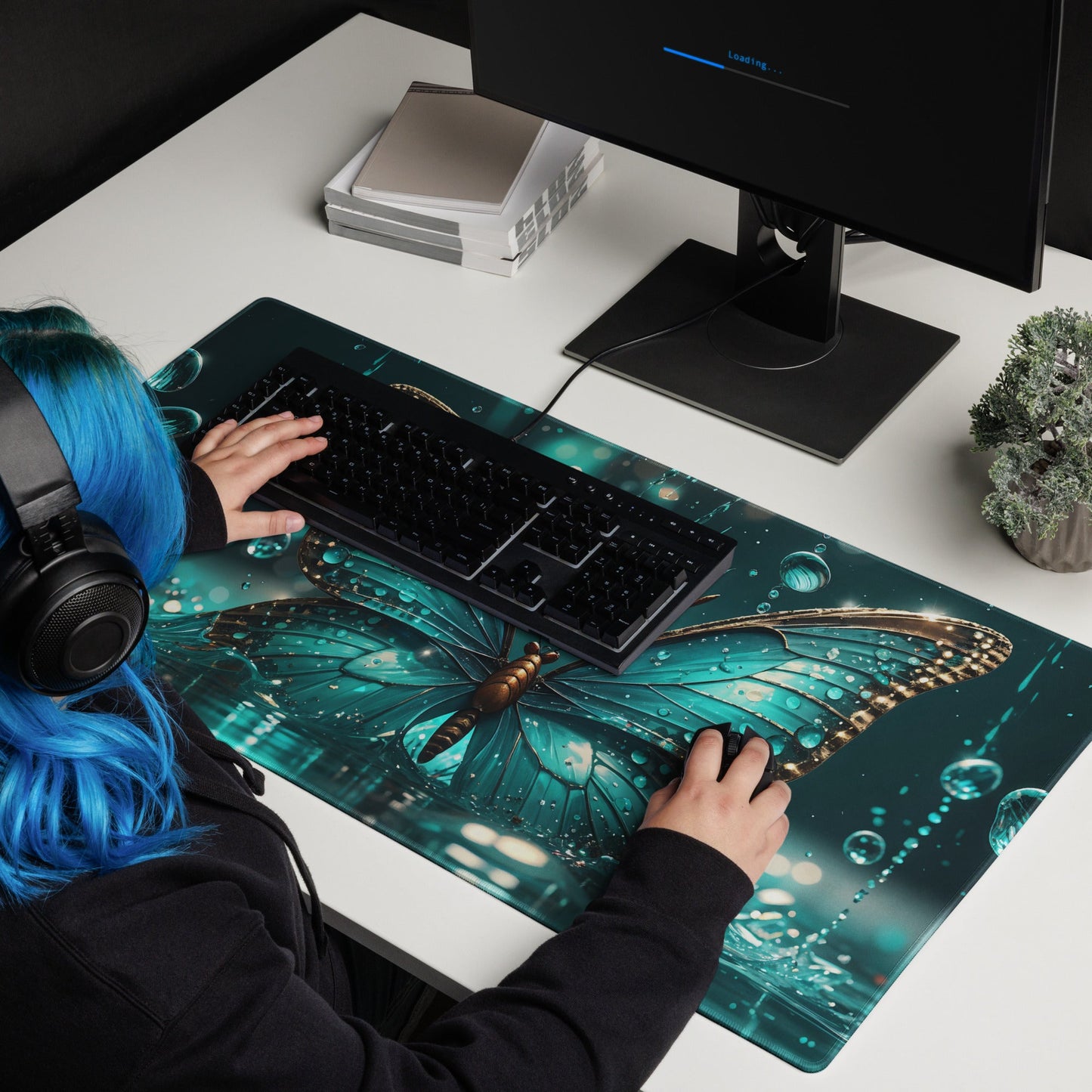 Turquoise Butterfly Gaming Mouse Pad - Mouse Pads - Discovery Co.