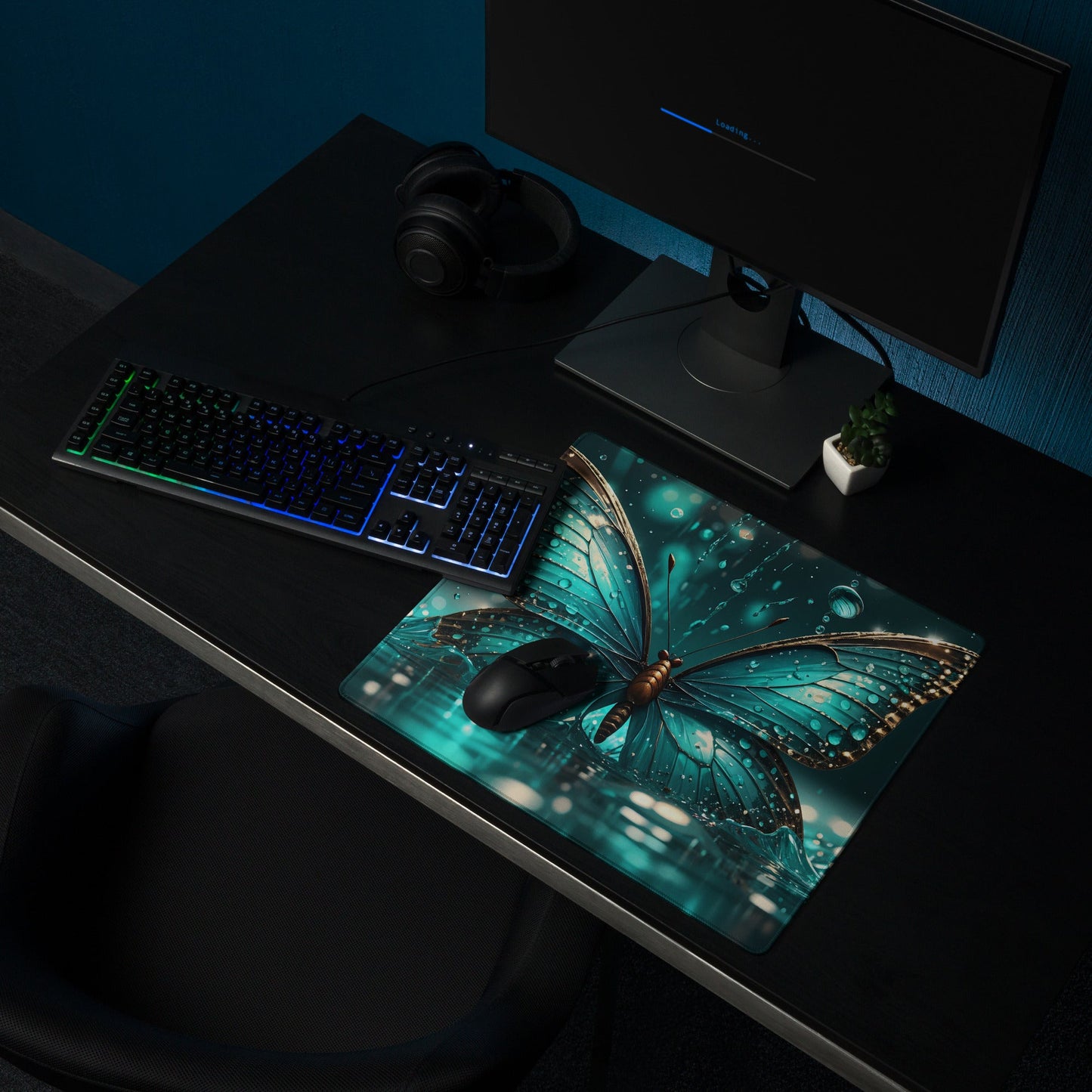 Turquoise Butterfly Gaming Mouse Pad - Mouse Pads - Discovery Co.