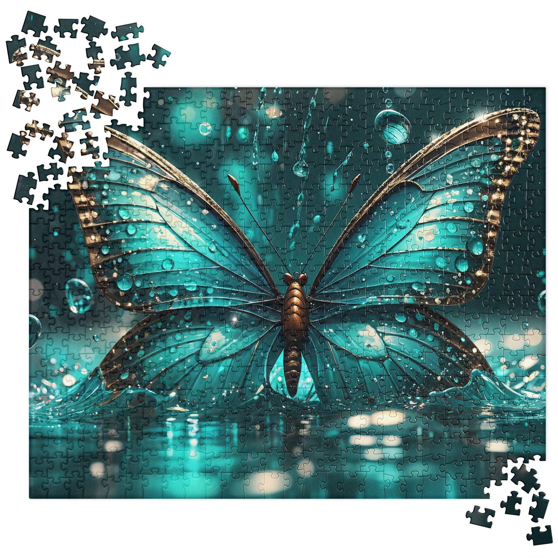 Turquoise Butterfly Jigsaw Puzzle - Puzzle - Discovery Co.