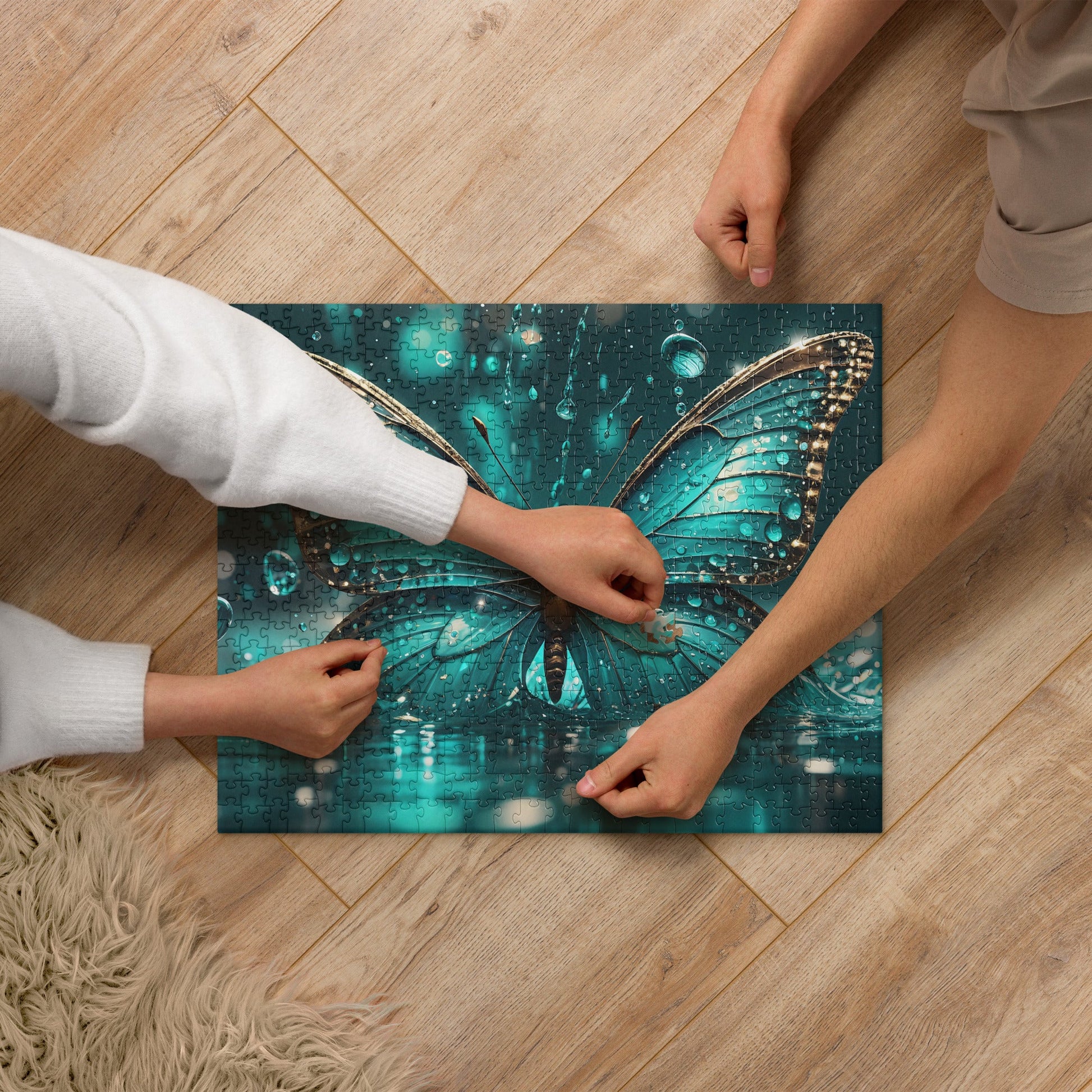 Turquoise Butterfly Jigsaw Puzzle - Puzzle - Discovery Co.