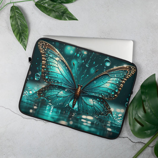 Turquoise Butterfly Laptop Sleeve - Laptop Cases - Discovery Co.
