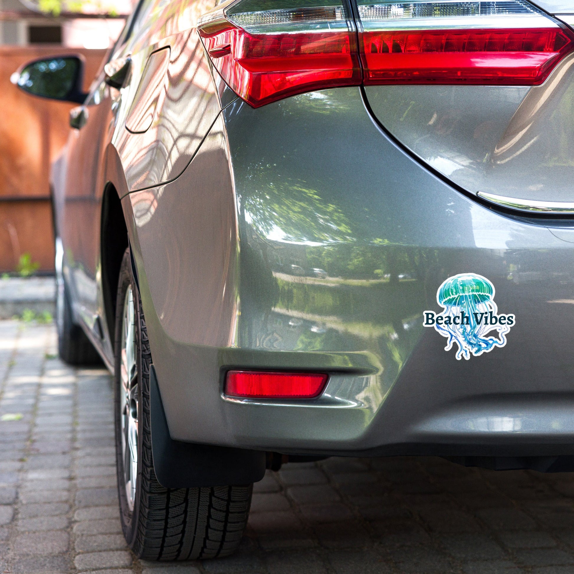 Turquoise Jellyfish Beach Vibes Bubble - free Stickers - Discovery Co.