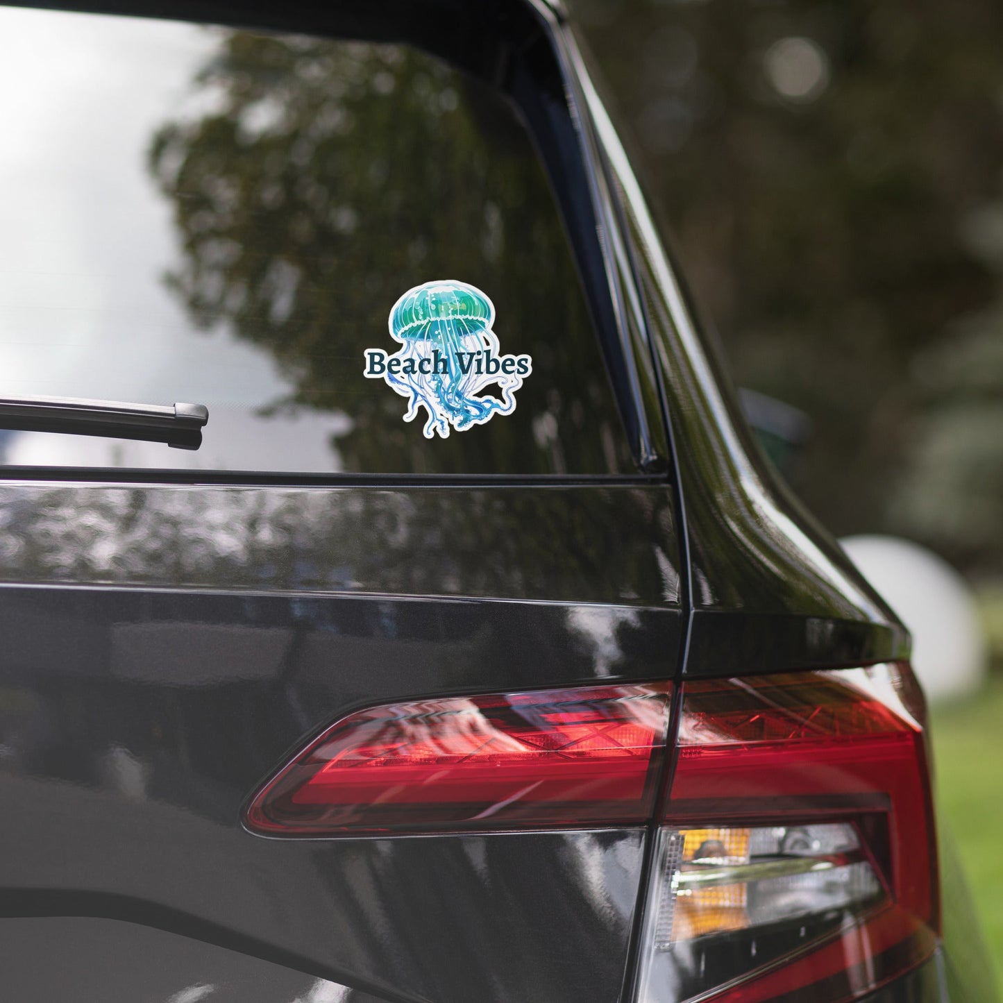 Turquoise Jellyfish Beach Vibes Bubble - free Stickers - Discovery Co.