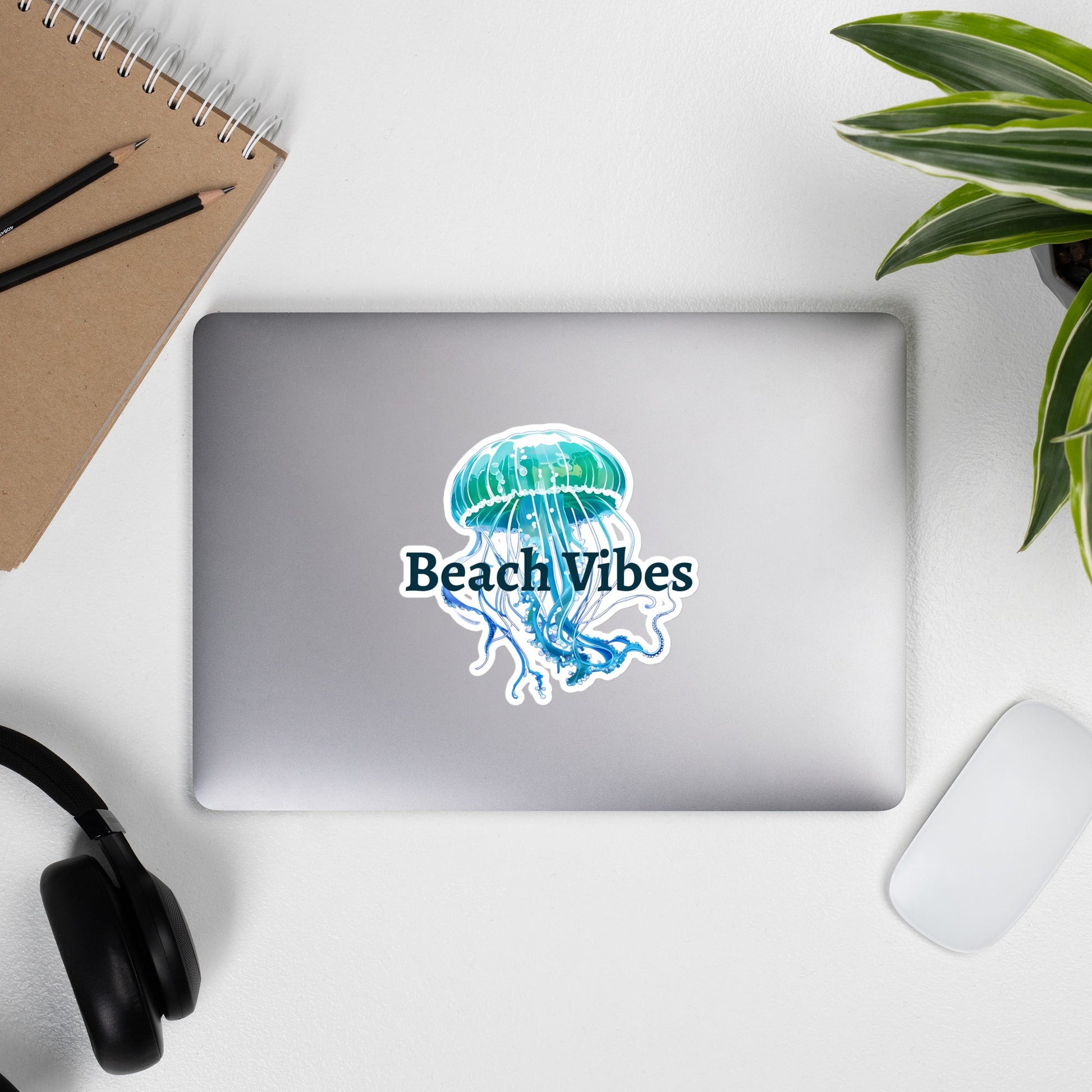 Turquoise Jellyfish Beach Vibes Bubble - free Stickers - Discovery Co.