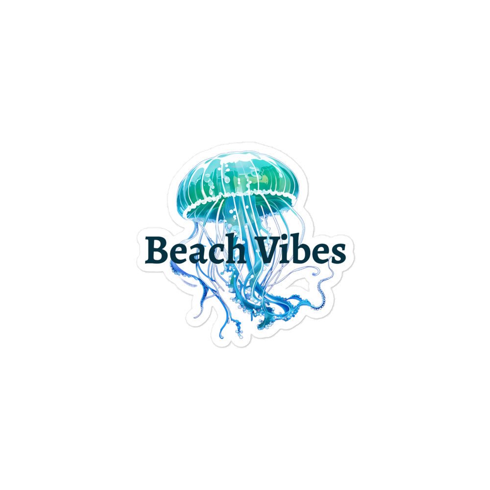 Turquoise Jellyfish Beach Vibes Bubble - free Stickers - Discovery Co.