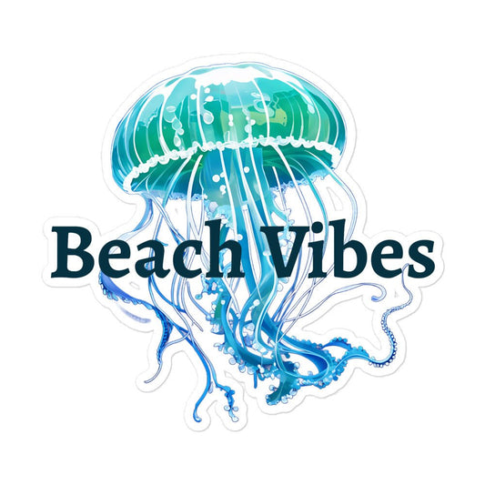 Turquoise Jellyfish Beach Vibes Bubble - free Stickers - Discovery Co.