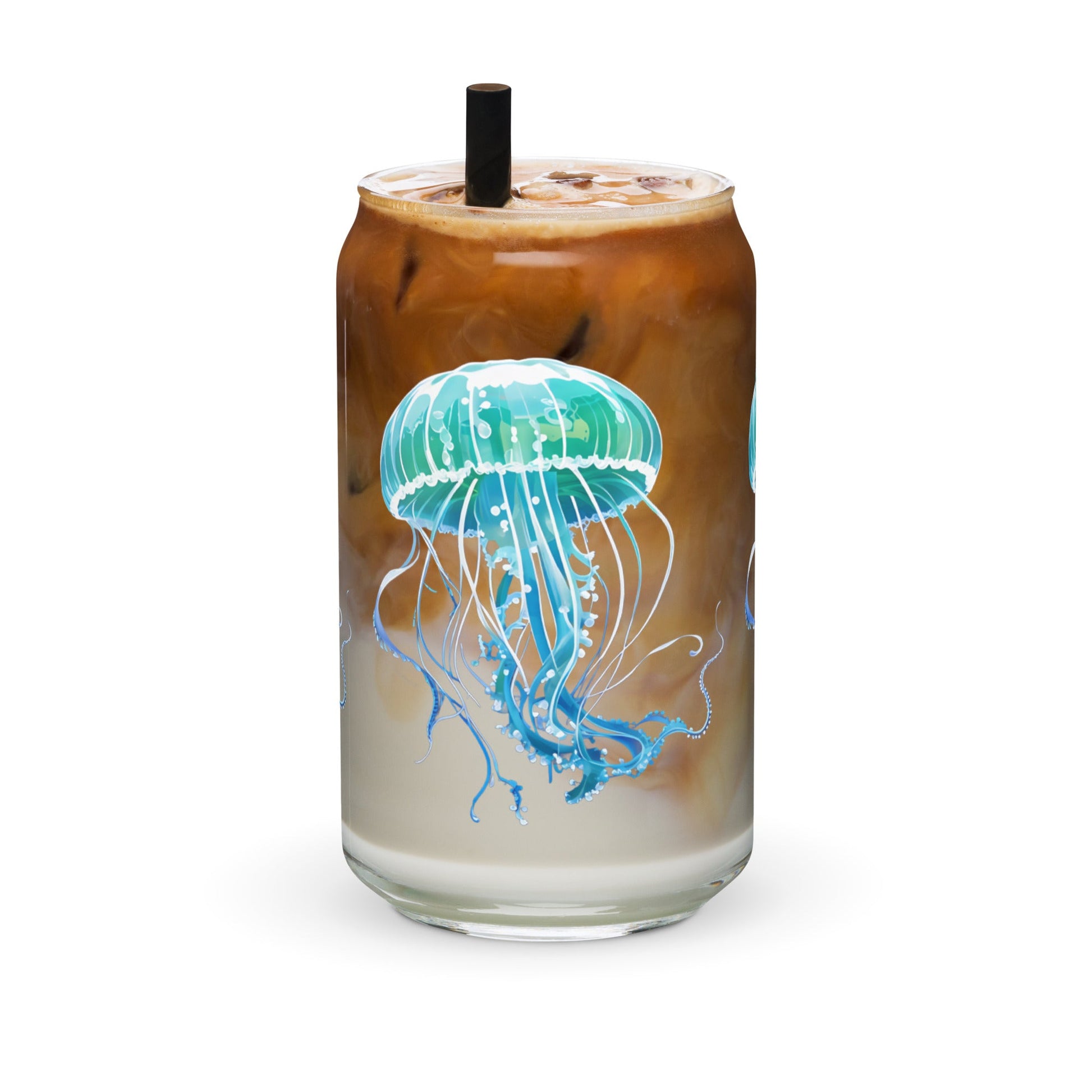 Turquoise Jellyfish Can - Shaped Glass - Can - Shaped Glass - Discovery Co.